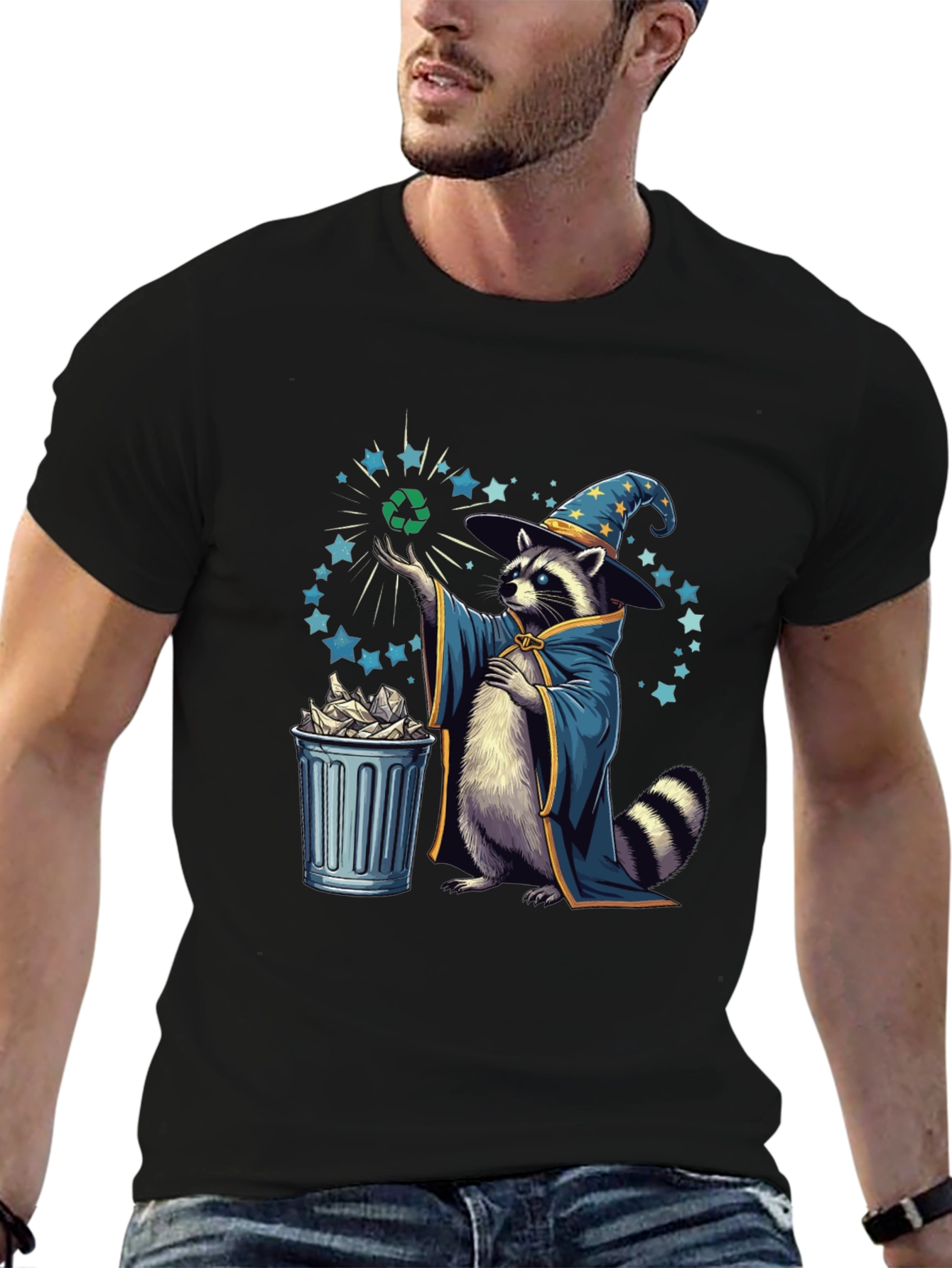 Recycle Wizard Tee - Eco-Friendly Raccoon T-Shirt