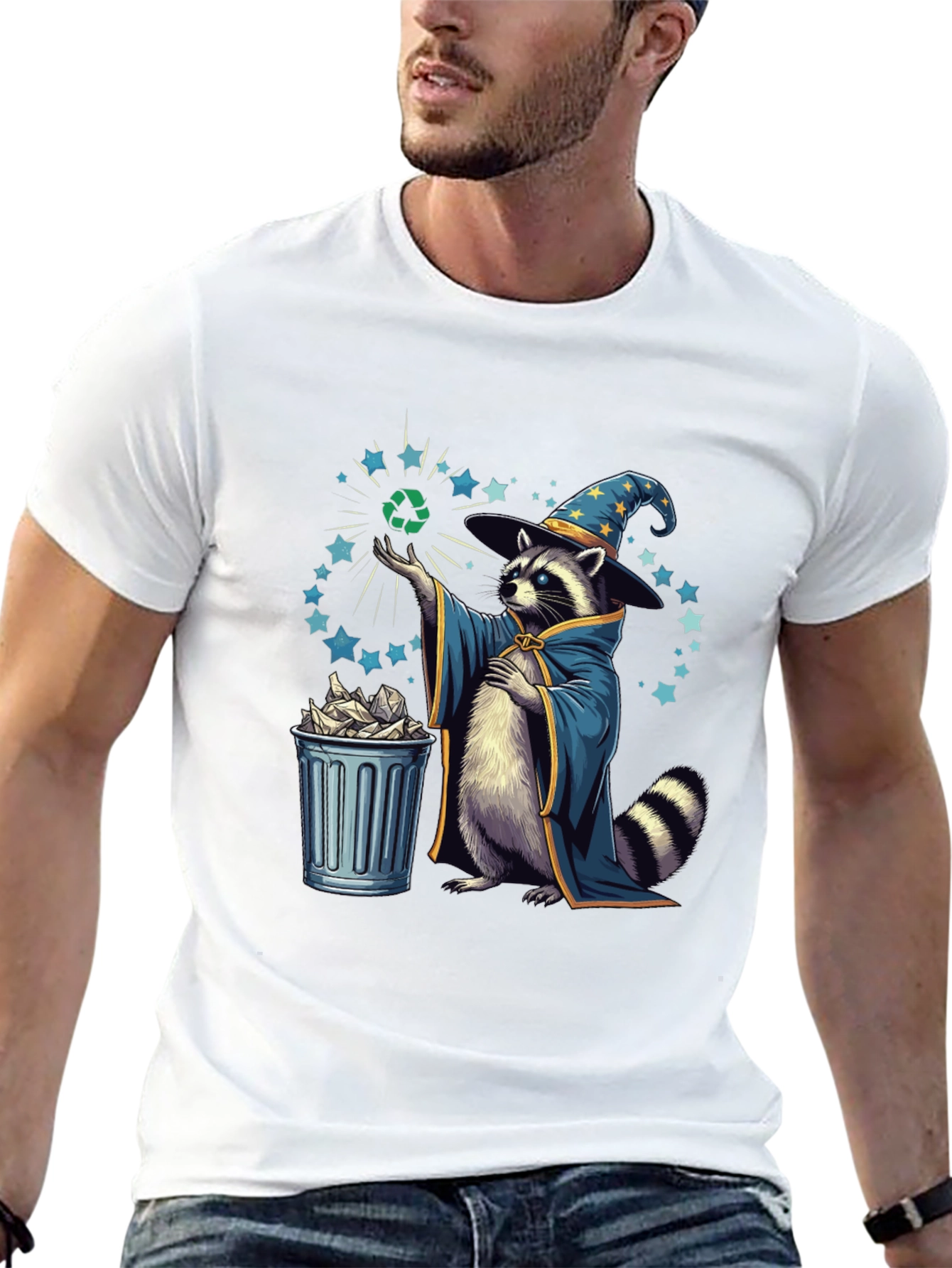 Recycle Wizard Tee - Eco-Friendly Raccoon T-Shirt