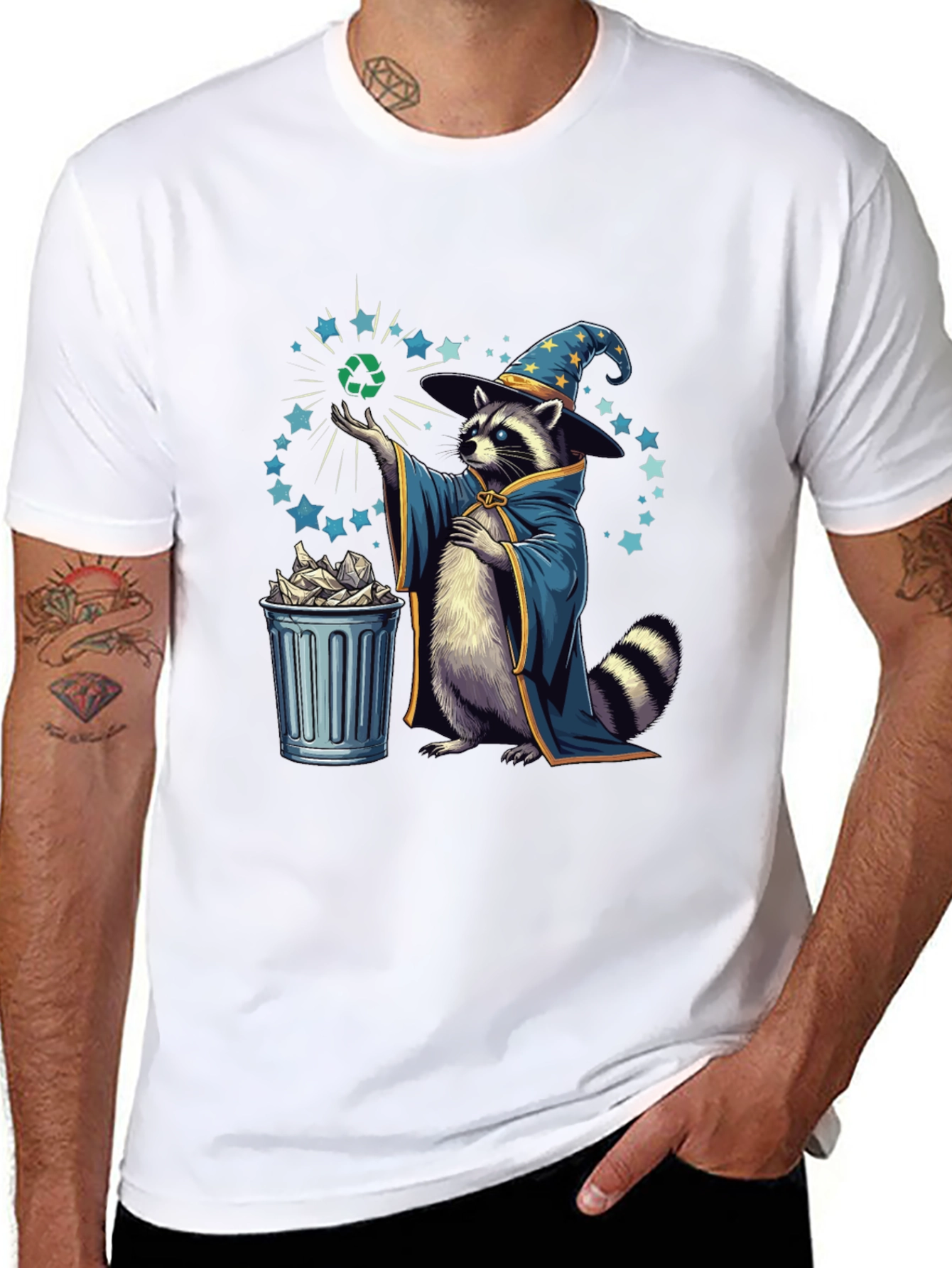 Recycle Wizard Tee - Eco-Friendly Raccoon T-Shirt