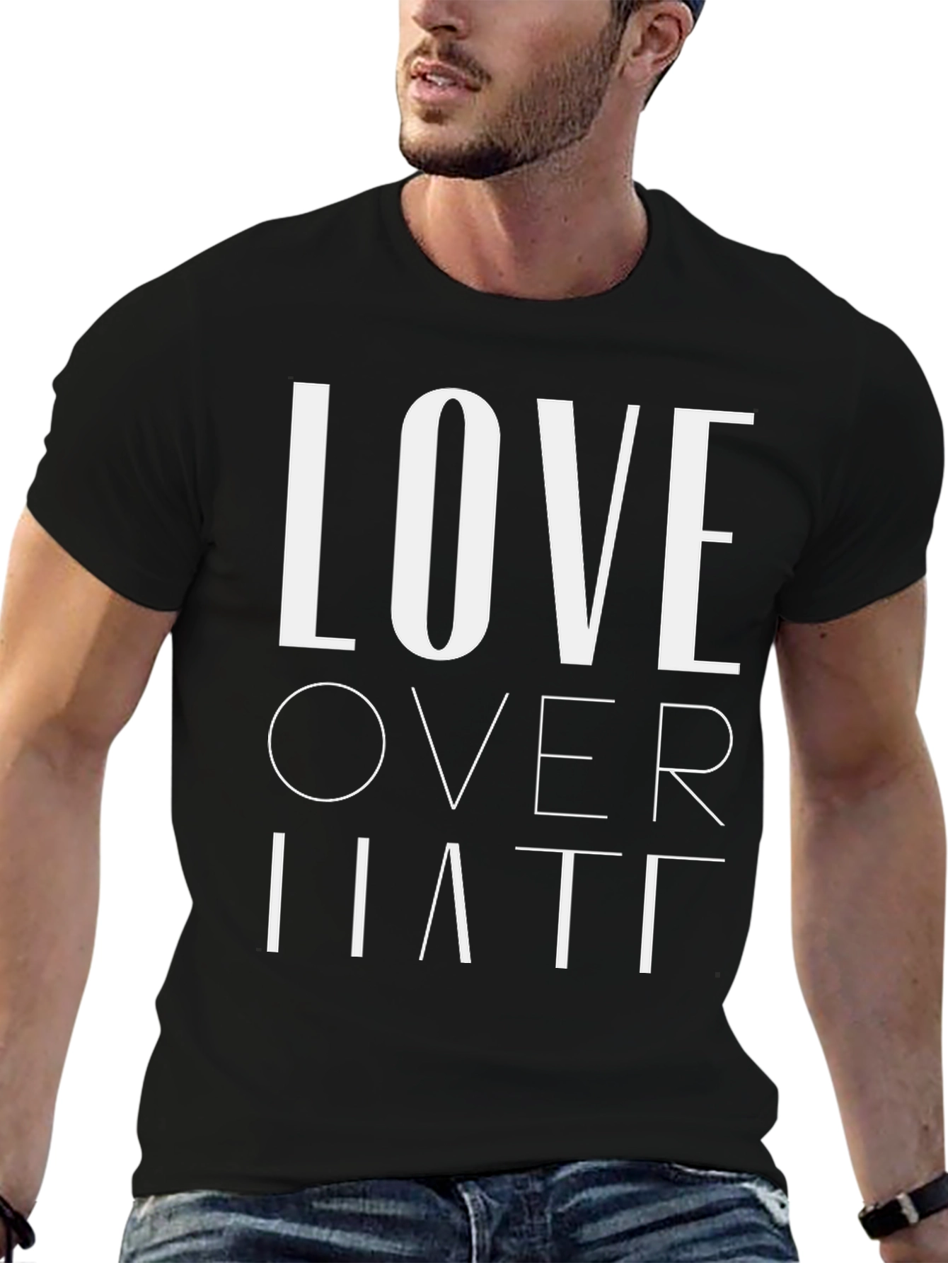 Love Over Hate Graphic Tee - Black Cotton