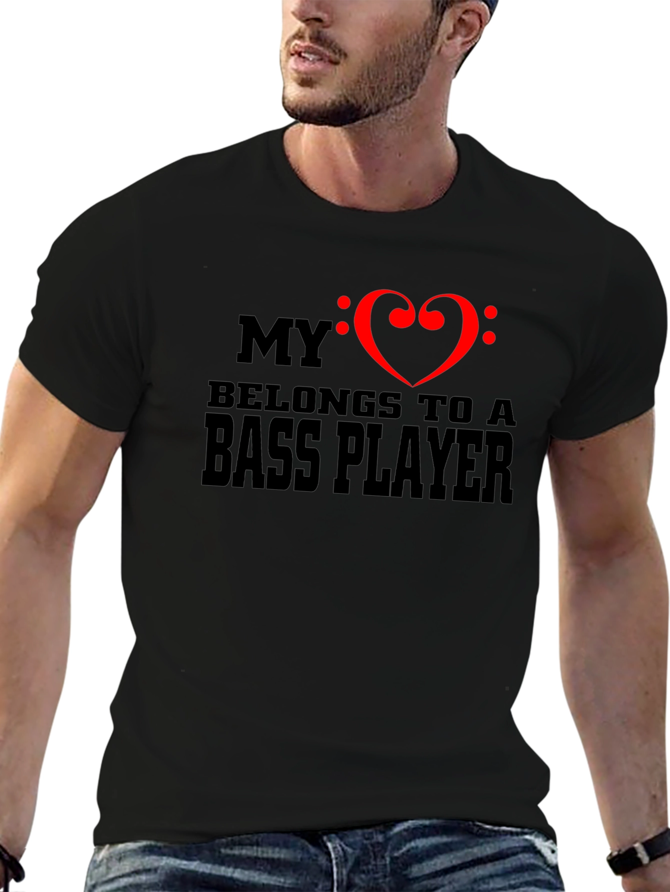 Bass Player Heart T-Shirt - Music Lover Tee