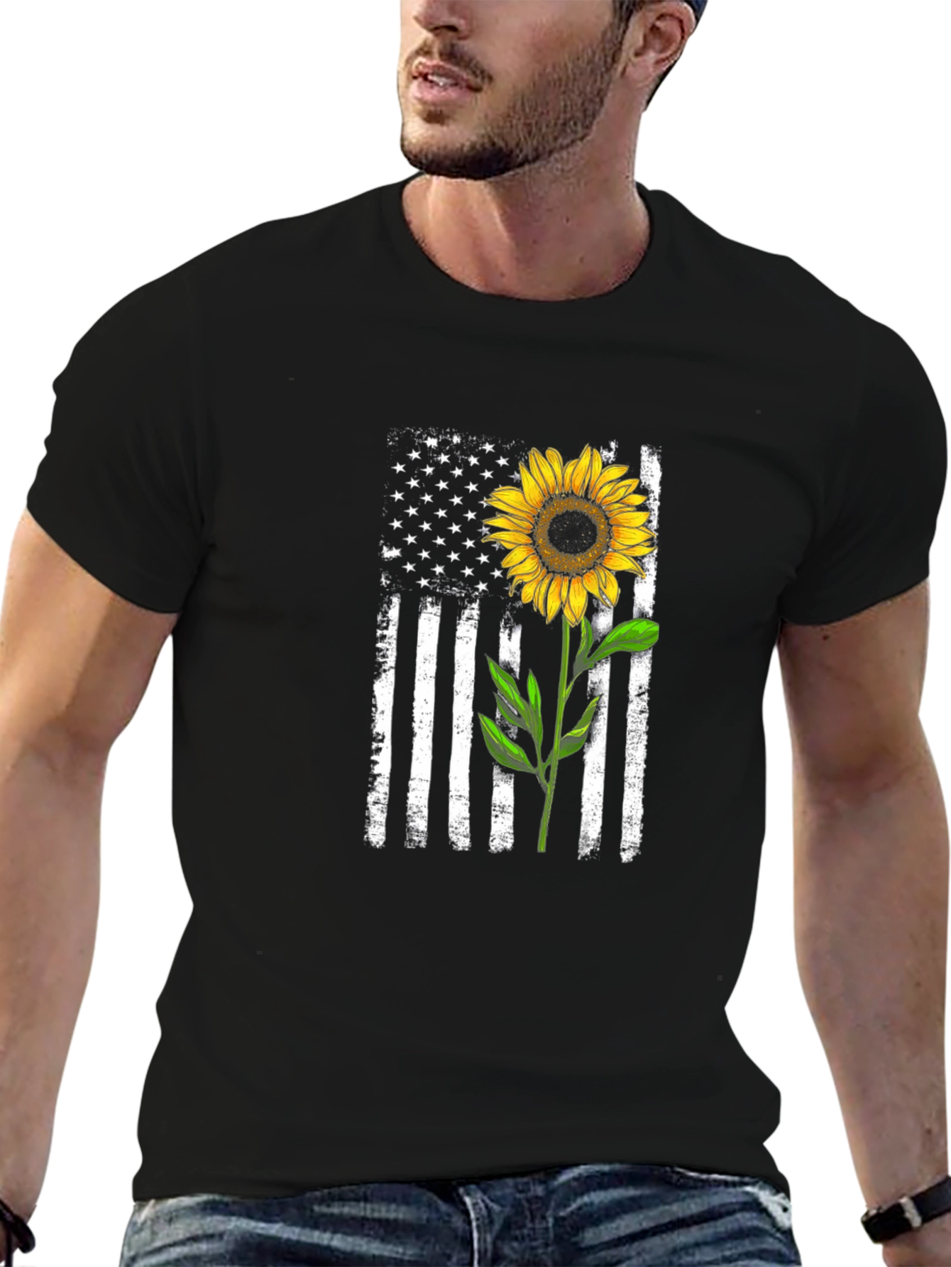 Sunflower American Flag Graphic Tee