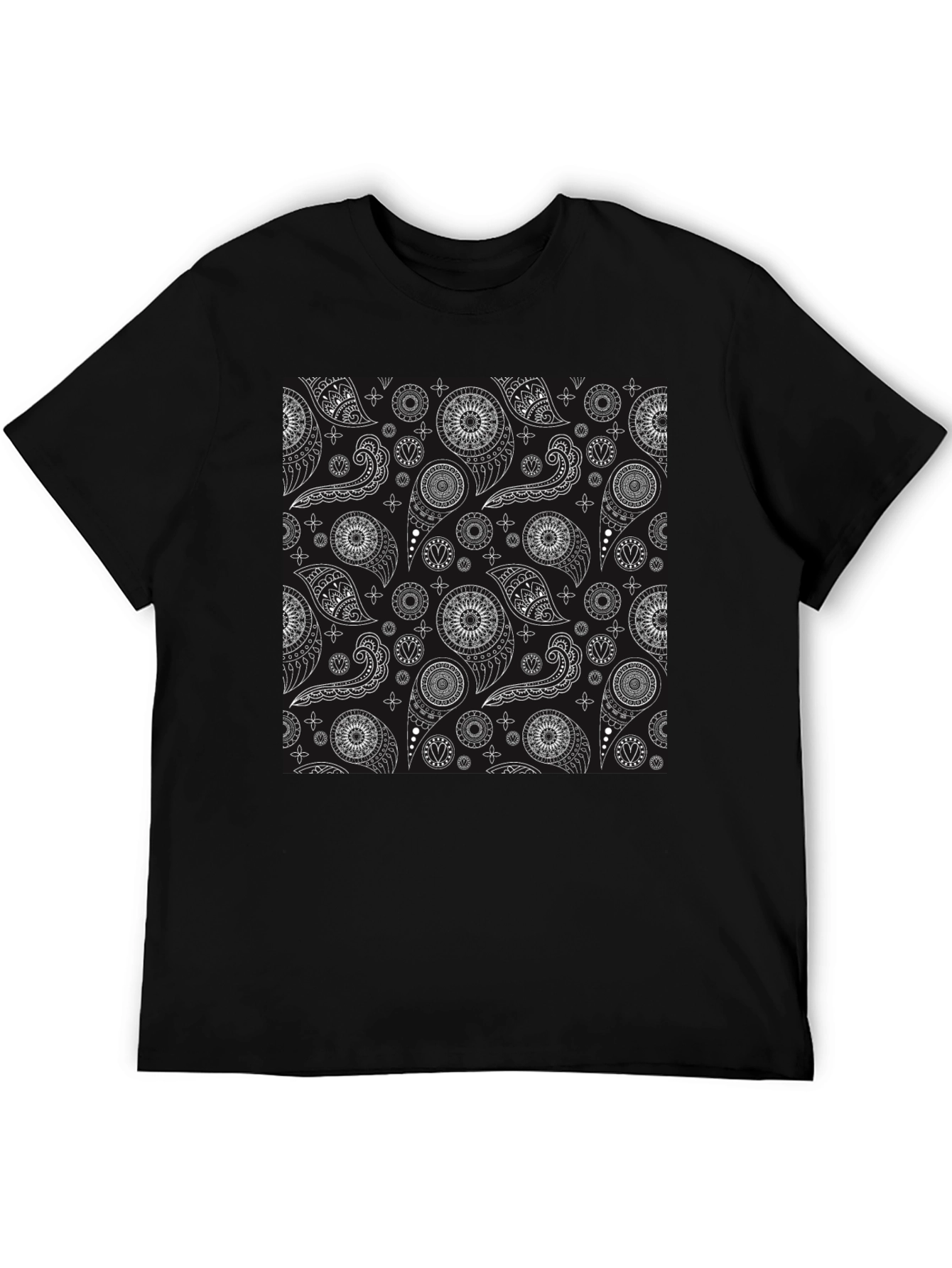 Black Paisley Pattern T-Shirt - Stylish and Unique