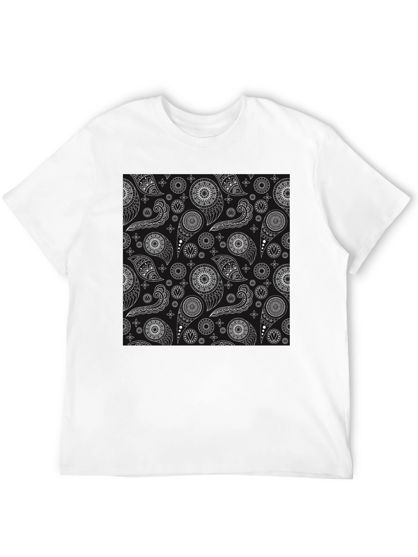Black Paisley Pattern T-Shirt - Stylish and Unique