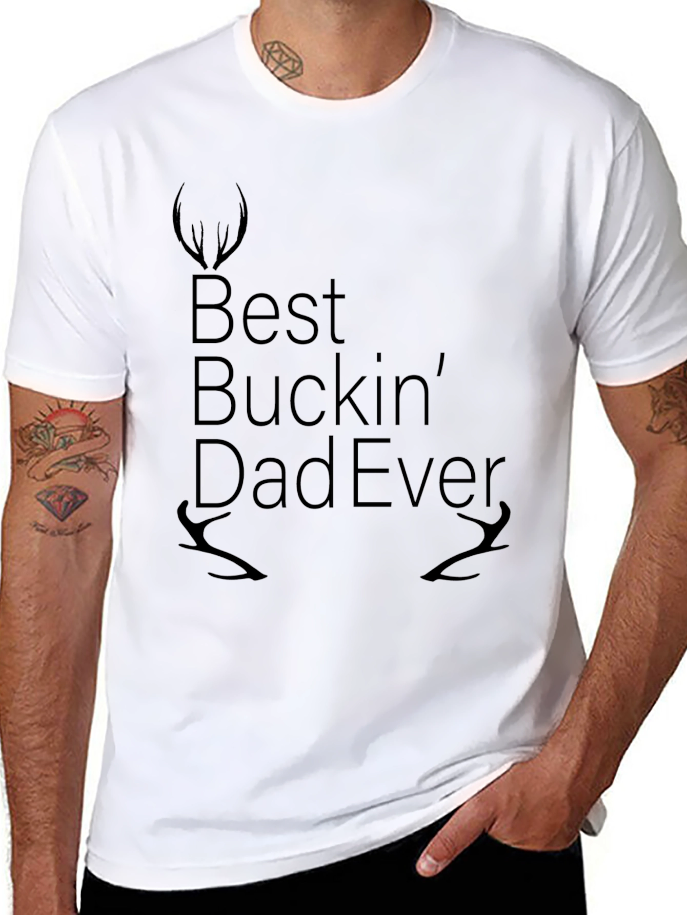 Best Buckin Dad Ever Black Graphic T-Shirt