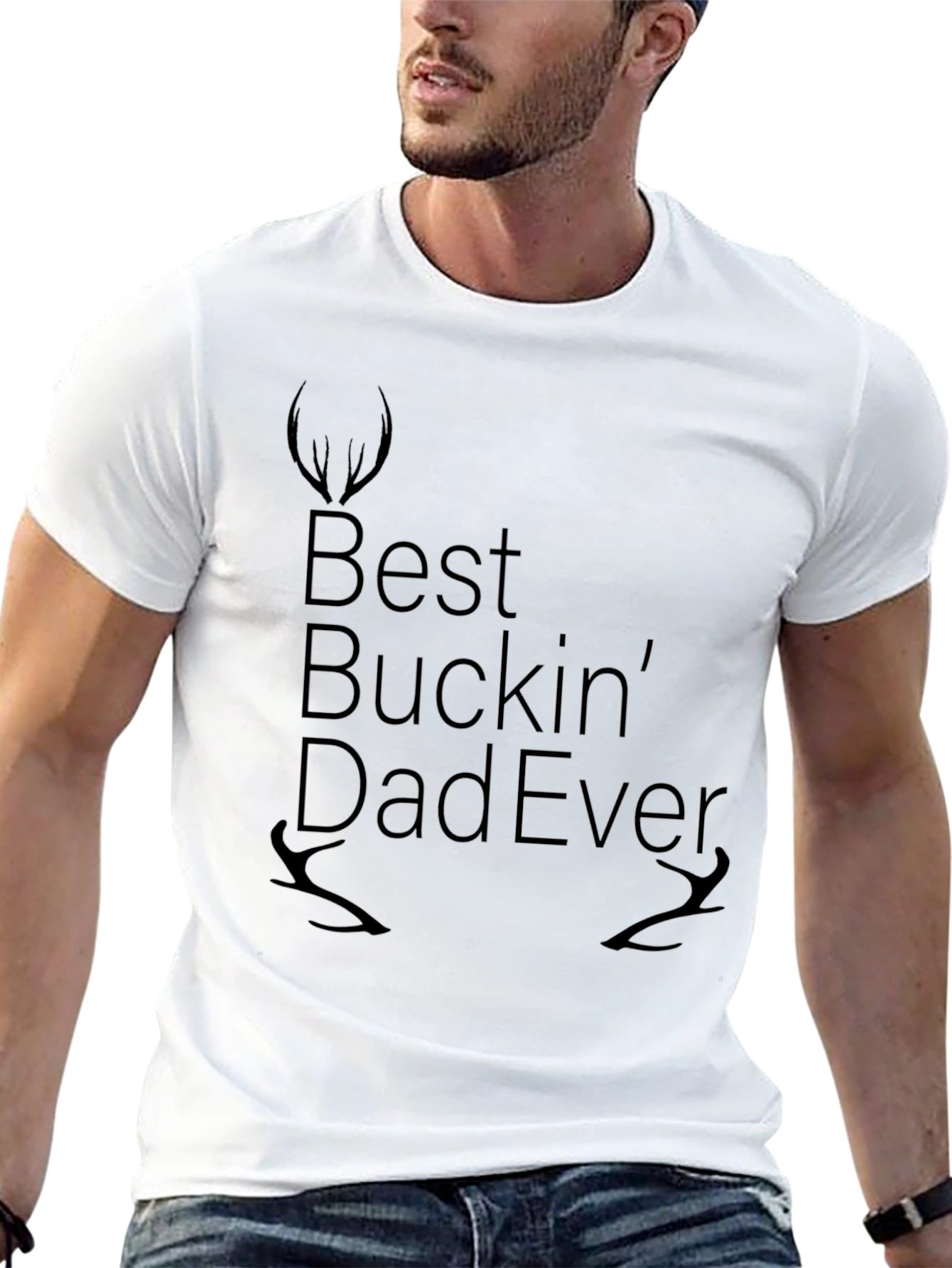 Best Buckin Dad Ever Black Graphic T-Shirt