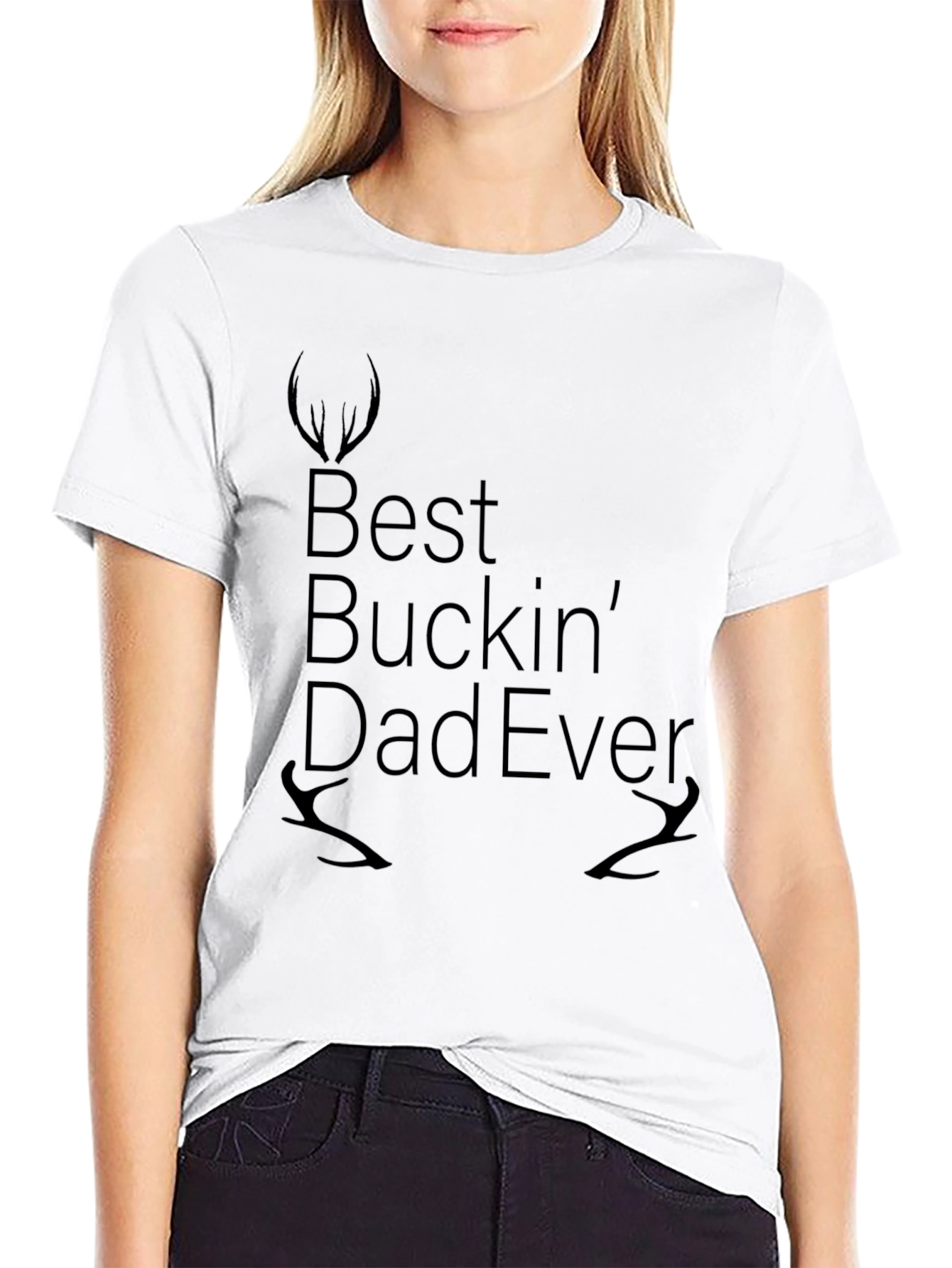Best Buckin Dad Ever Black Graphic T-Shirt