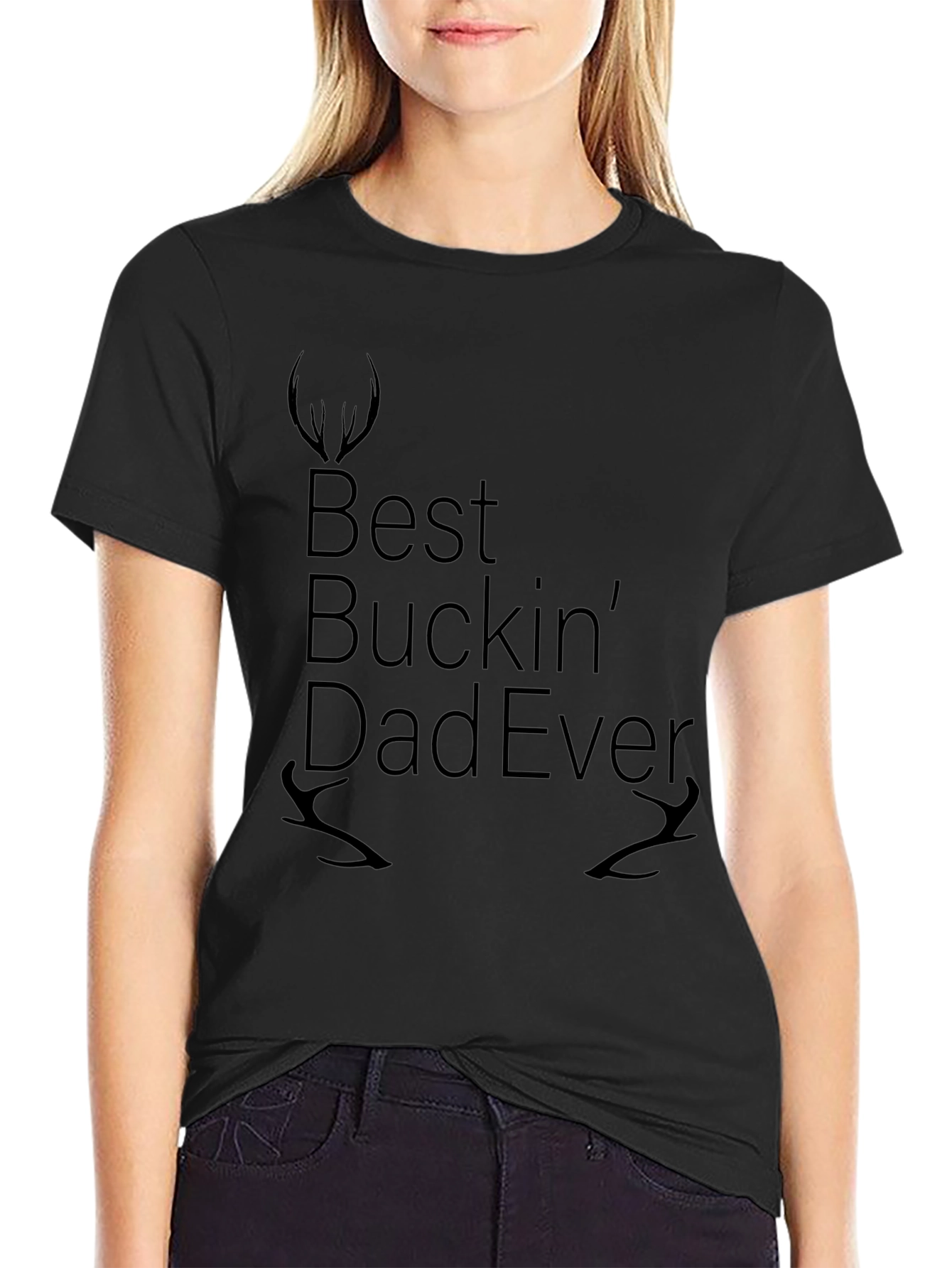 Best Buckin Dad Ever Black Graphic T-Shirt