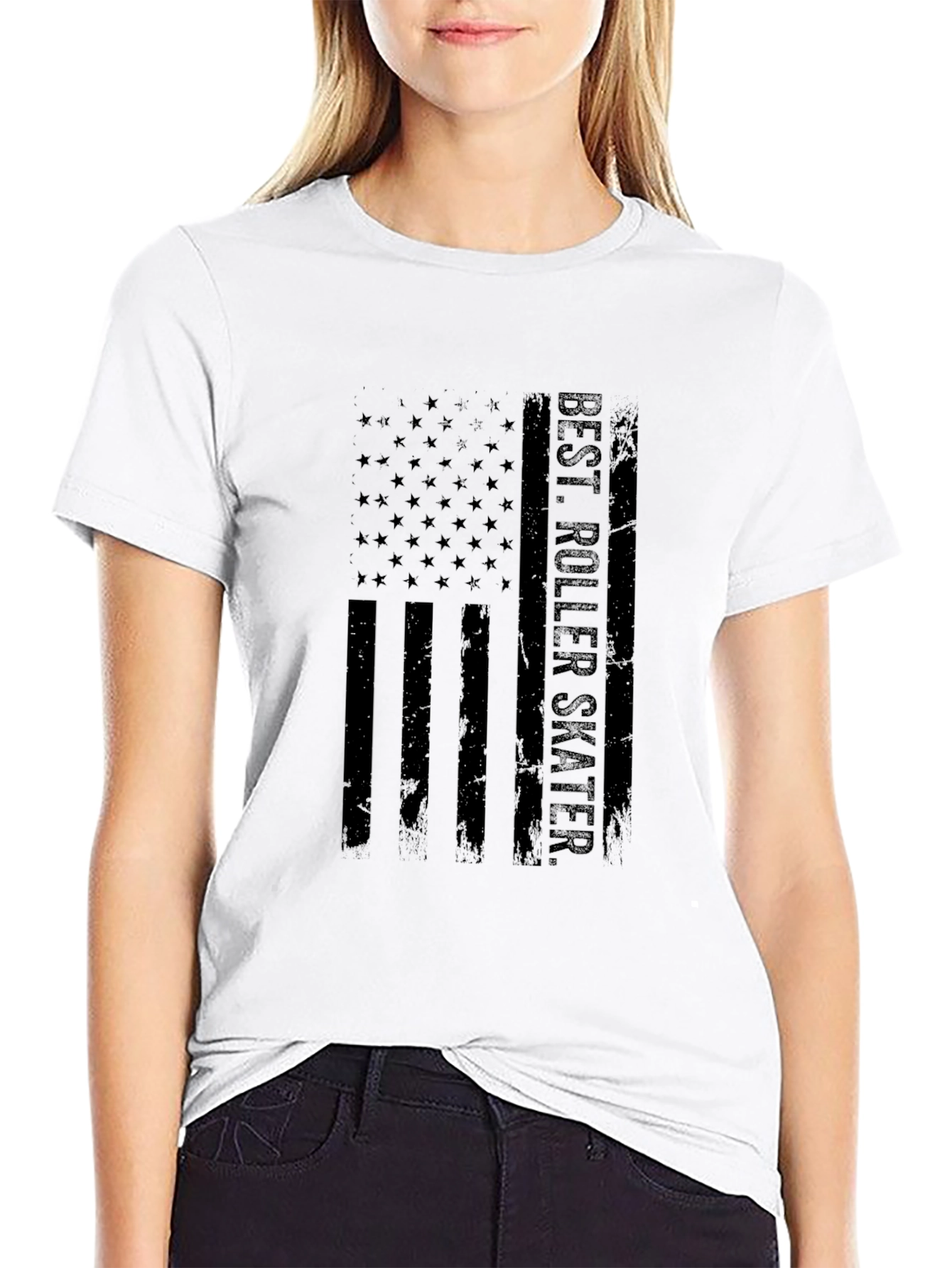 Best Roller Skater Flag Graphic T-Shirt