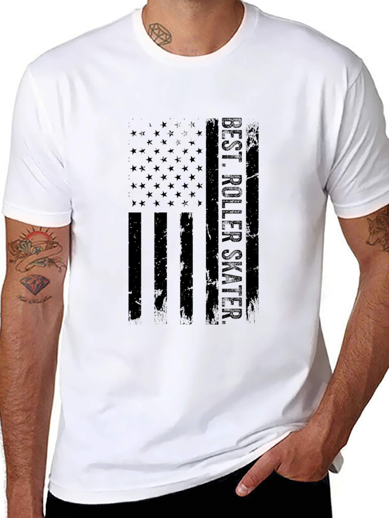 Best Roller Skater Flag Graphic T-Shirt