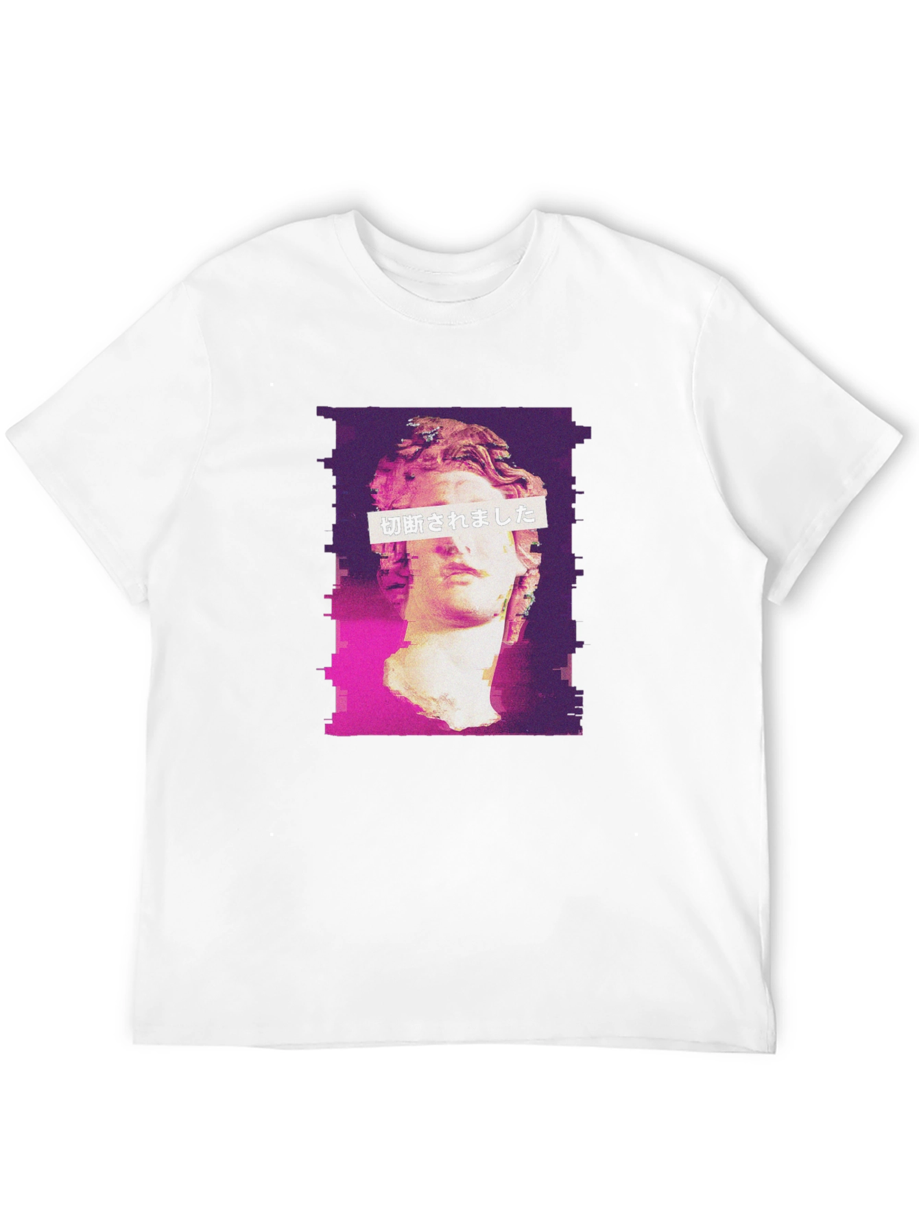 Glitch Art Statue Graphic Tee - Black