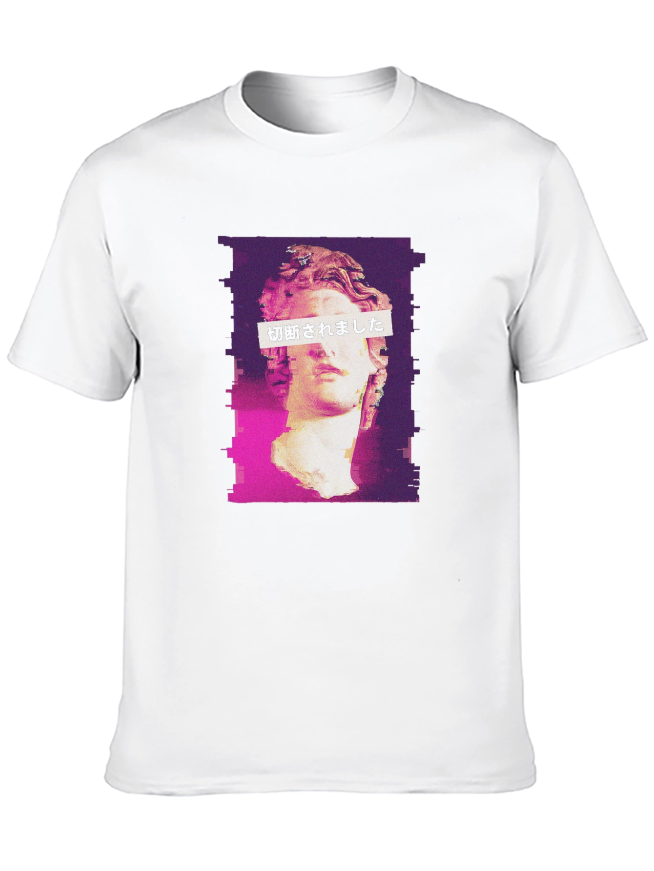 Glitch Art Statue Graphic Tee - Black