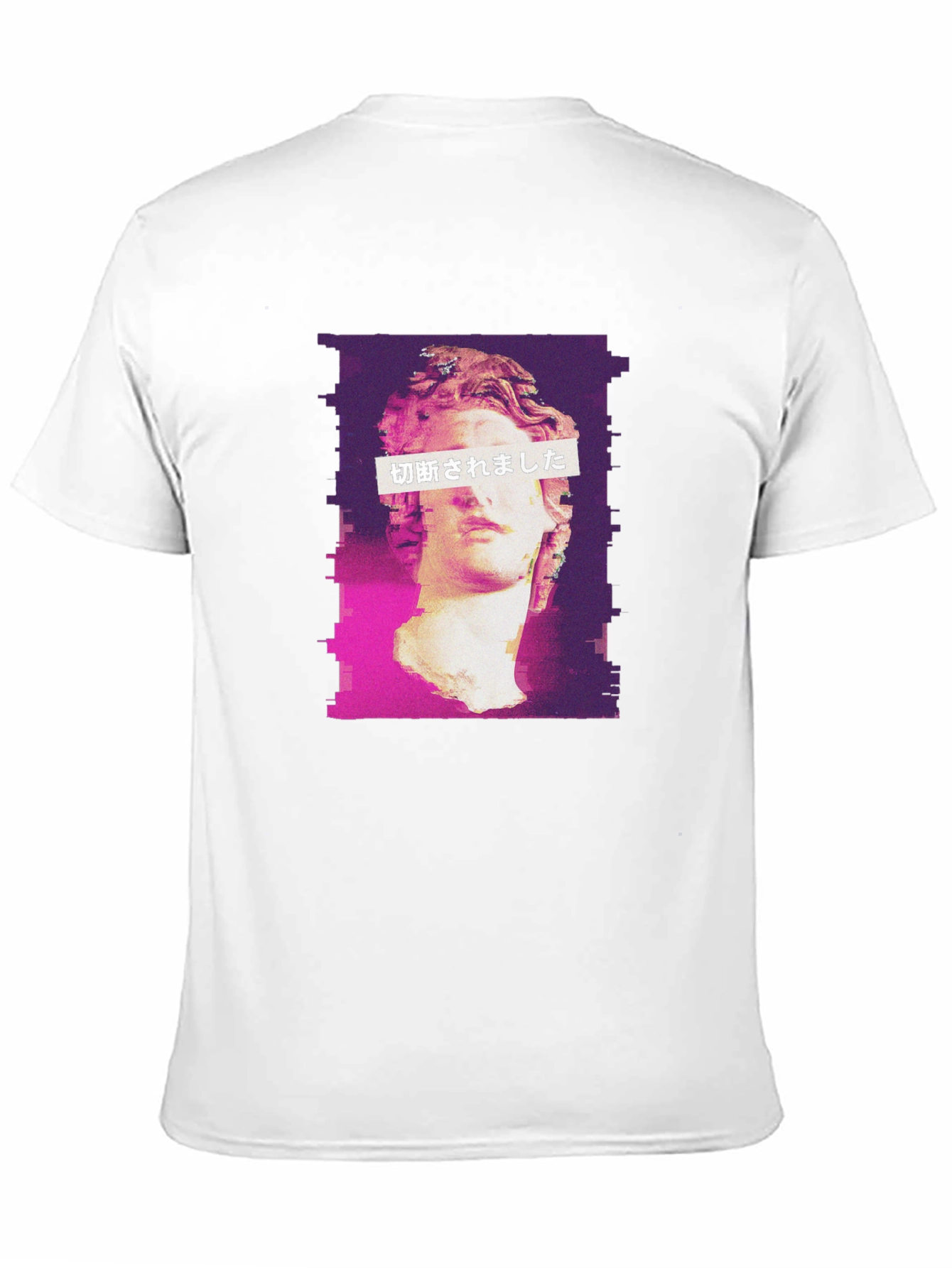 Glitch Art Statue Graphic Tee - Black