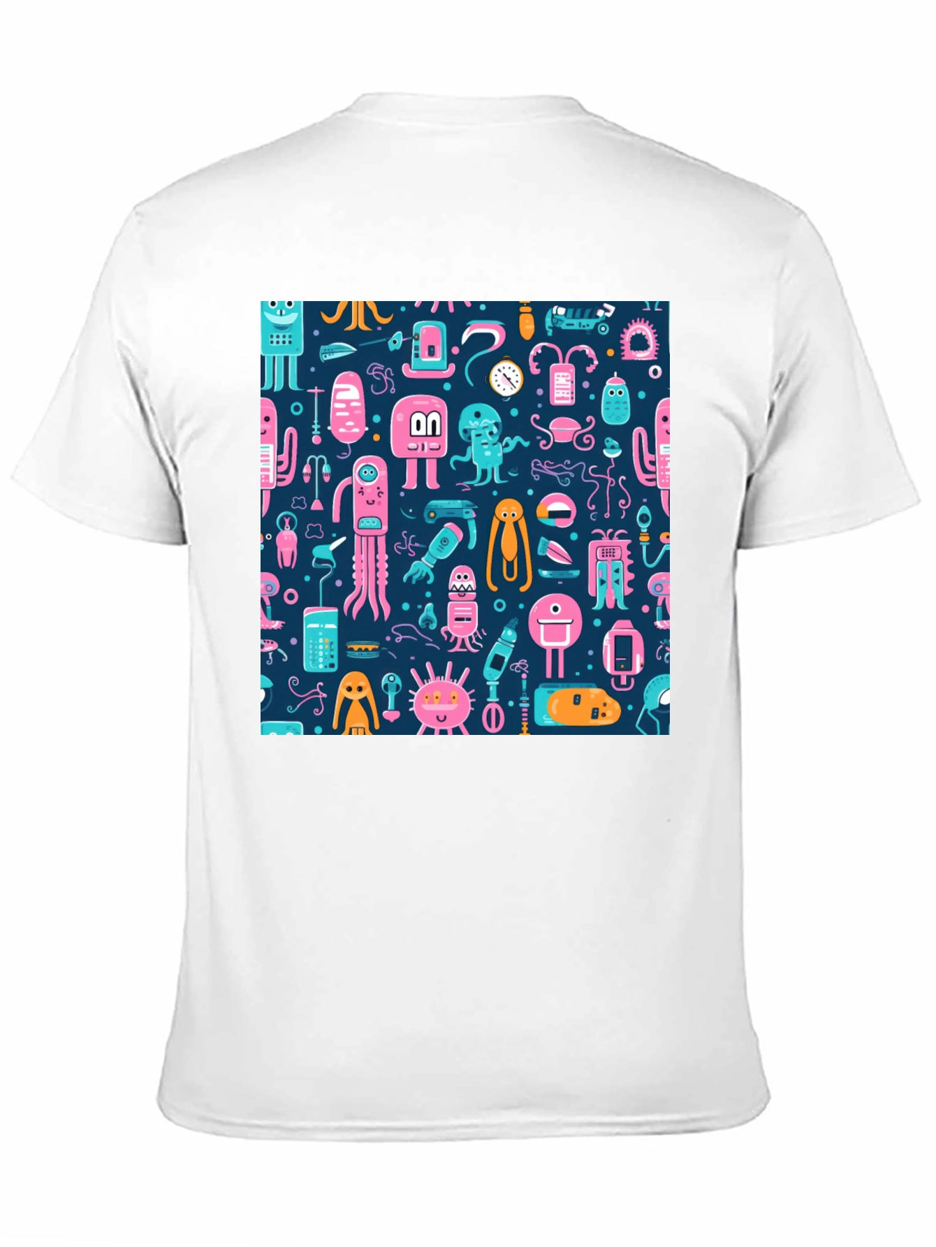 Funky Alien Pattern Black T-Shirt