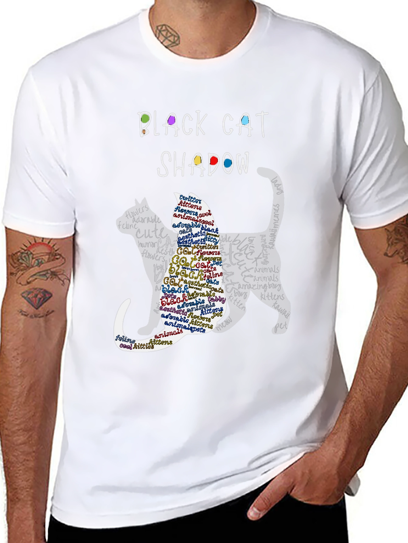 Black Cat Shadow Graphic T-Shirt