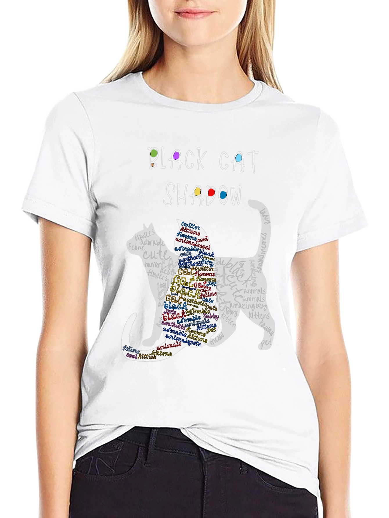 Black Cat Shadow Graphic T-Shirt