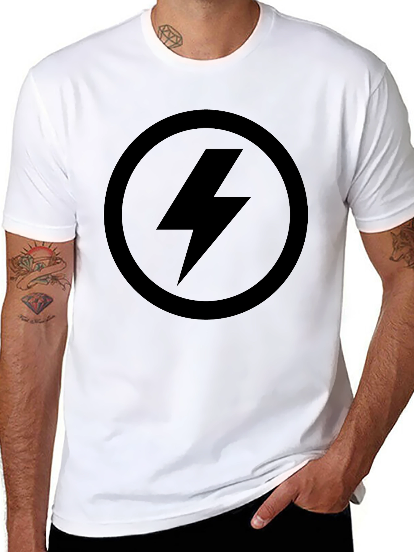 Lightning Bolt Graphic Tee - Sleek Black T-Shirt
