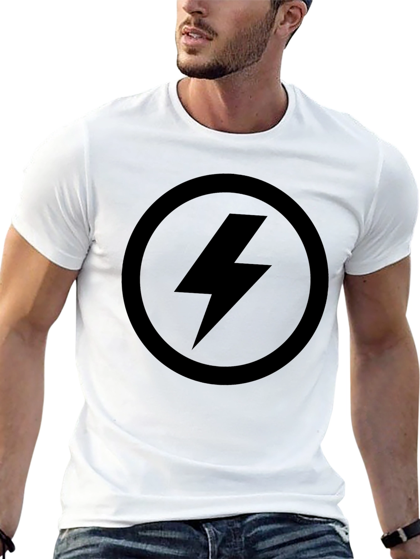 Lightning Bolt Graphic Tee - Sleek Black T-Shirt