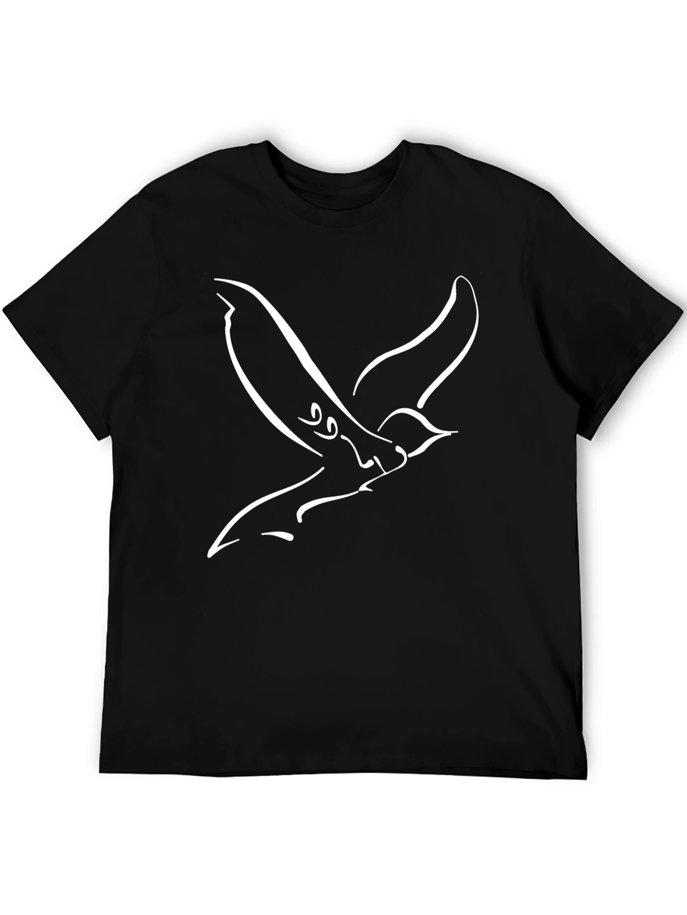 Minimalist Bird T-Shirt - Black Cotton Blend
