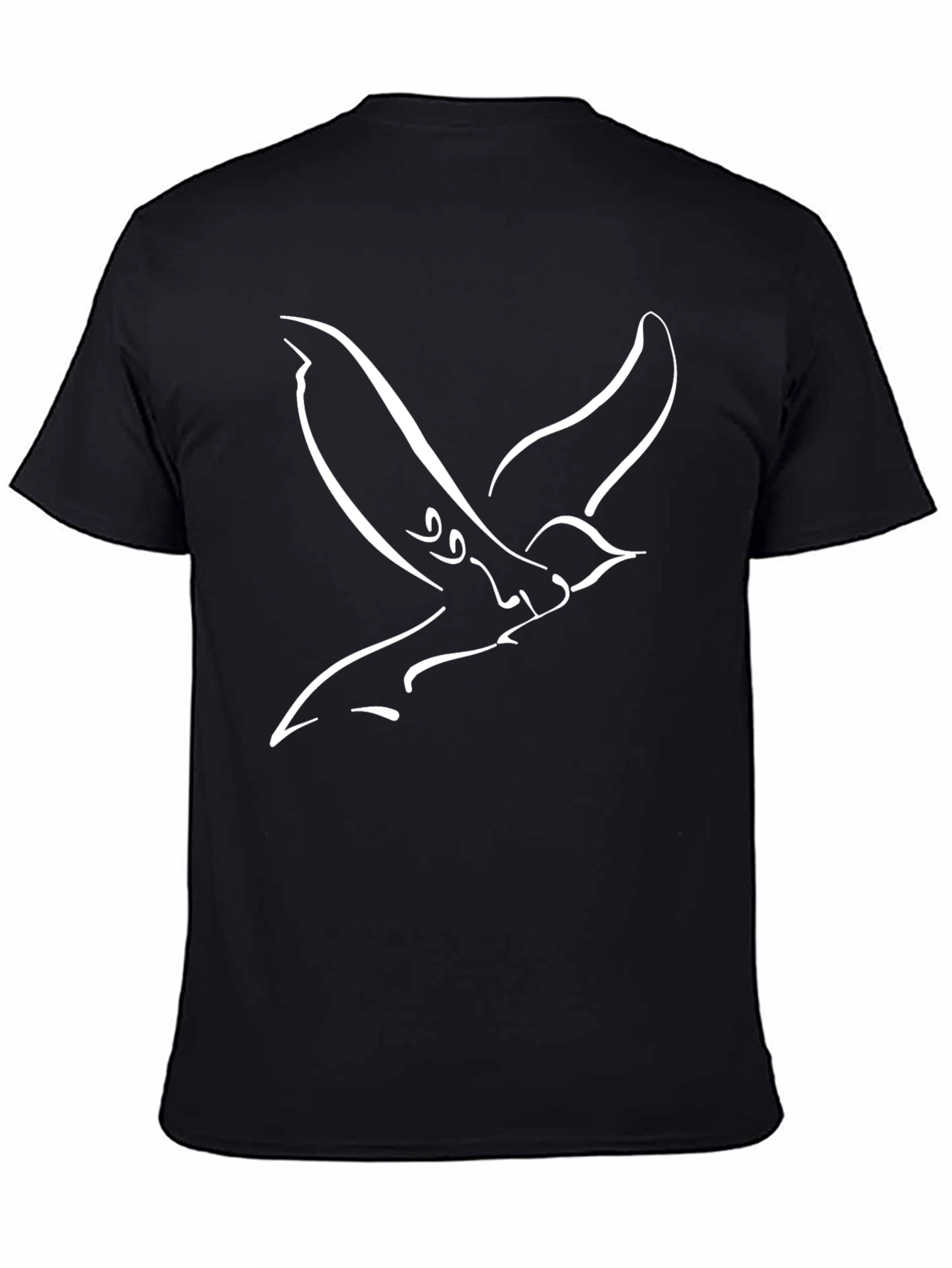 Minimalist Bird T-Shirt - Black Cotton Blend