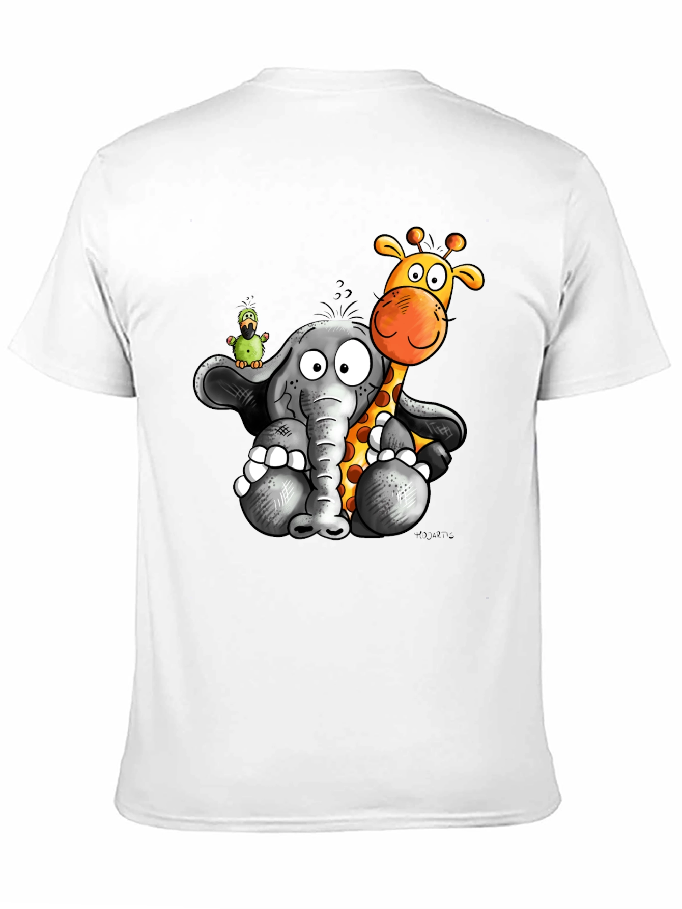 Cartoon Animal Graphic Print Black T-Shirt