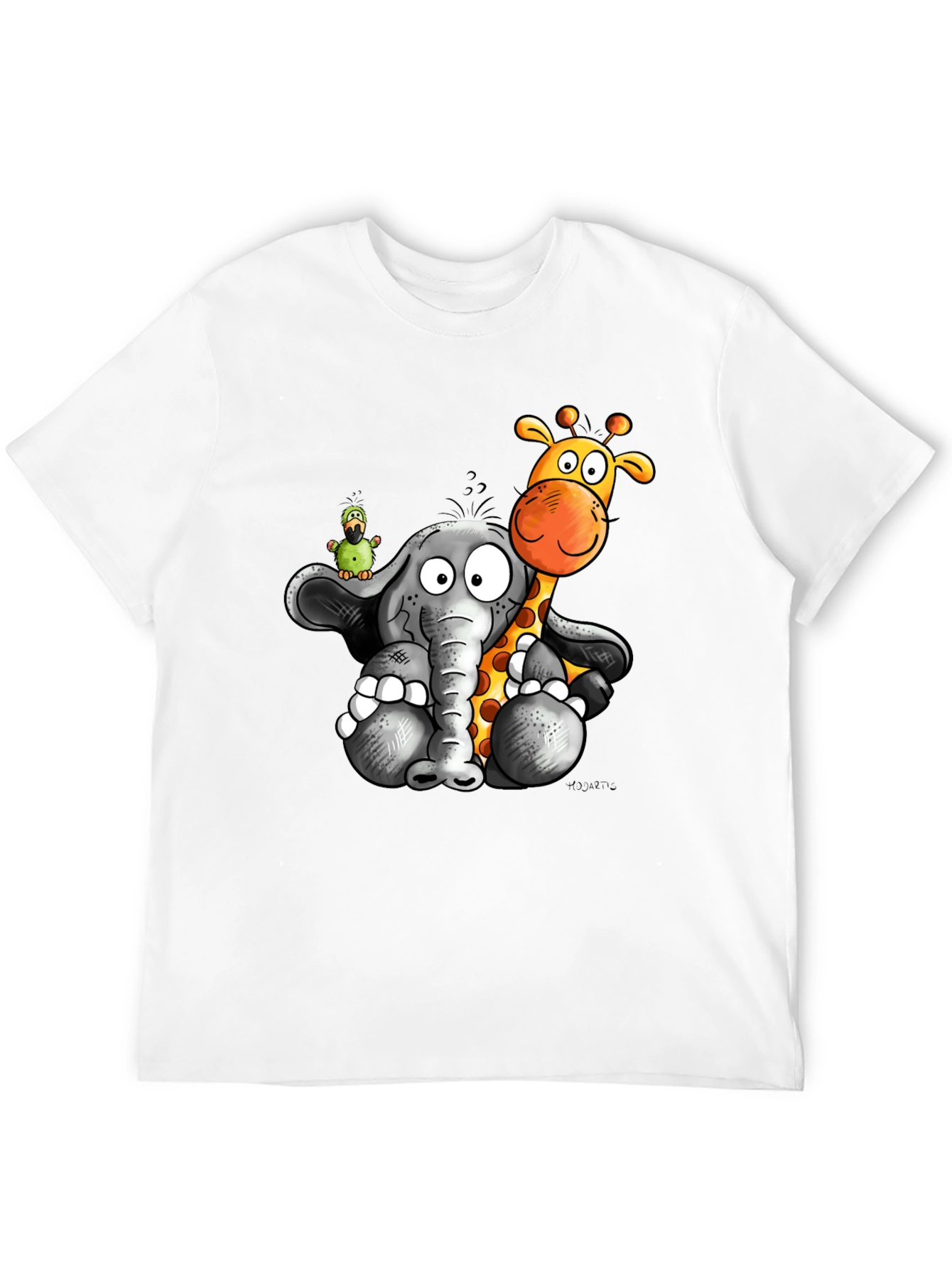 Cartoon Animal Graphic Print Black T-Shirt