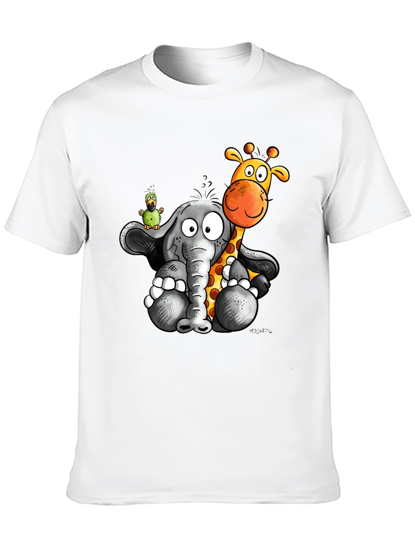 Cartoon Animal Graphic Print Black T-Shirt