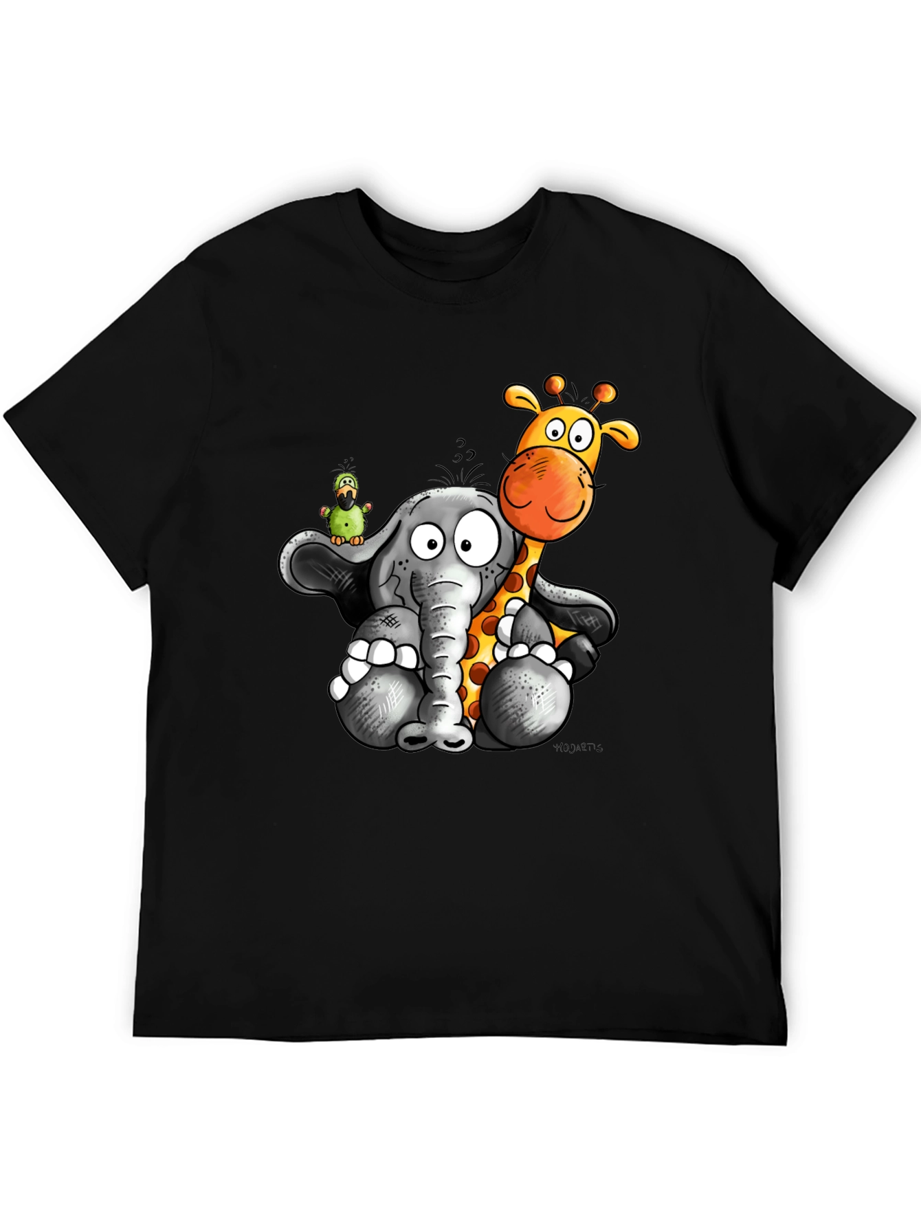 Cartoon Animal Graphic Print Black T-Shirt