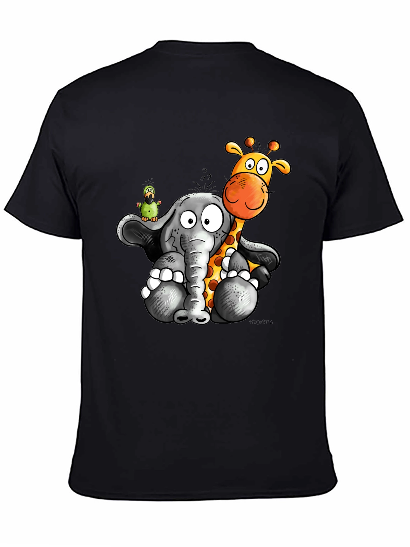 Cartoon Animal Graphic Print Black T-Shirt