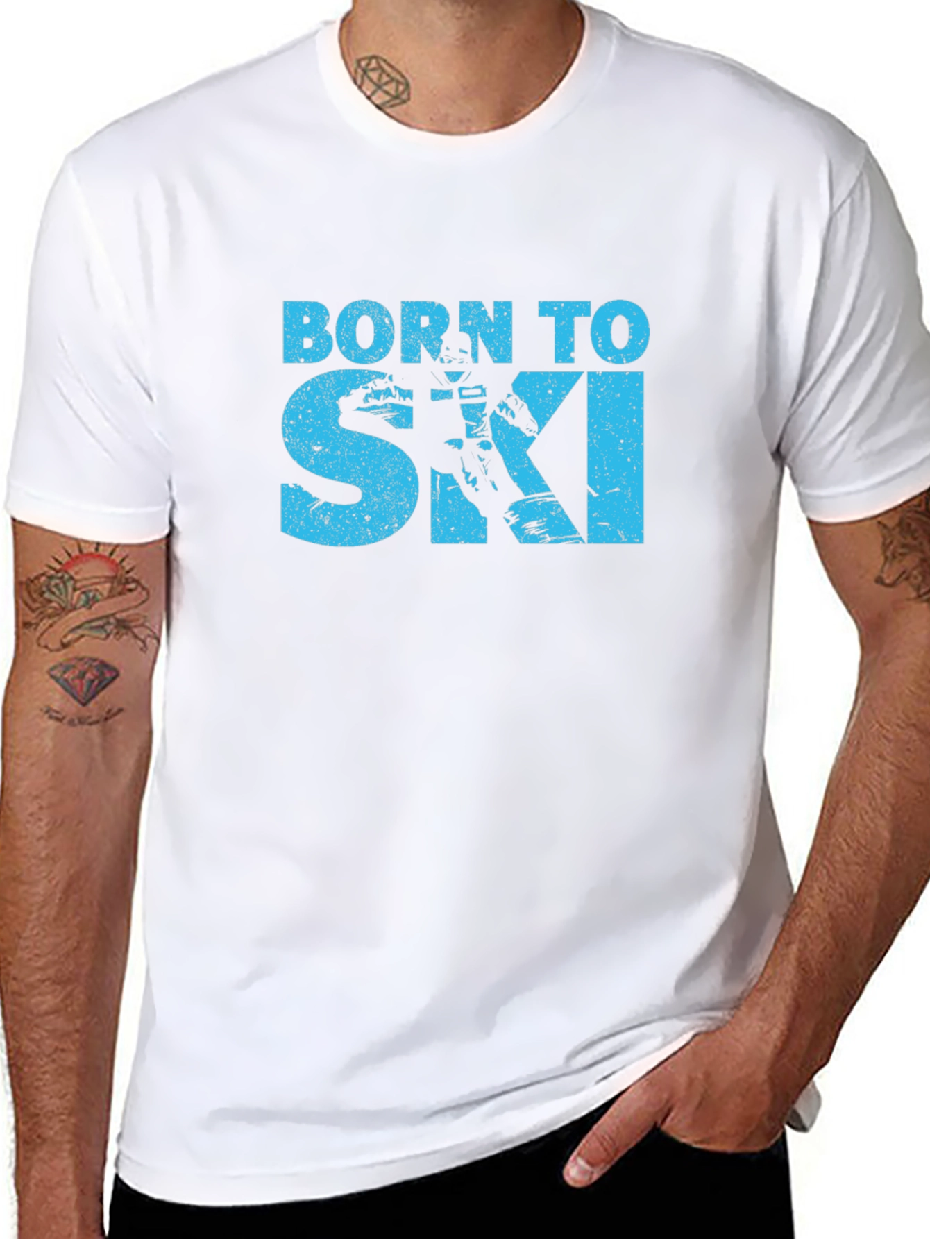 Born To Ski T-Shirt - Black Cotton Tee