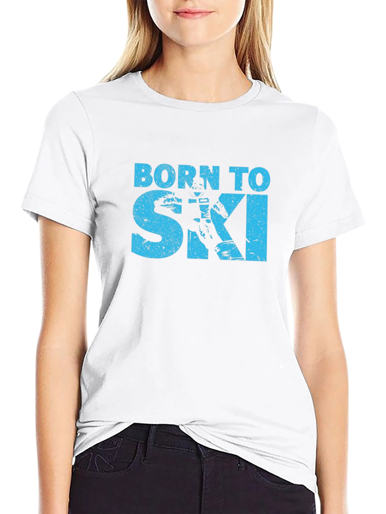 Born To Ski T-Shirt - Black Cotton Tee