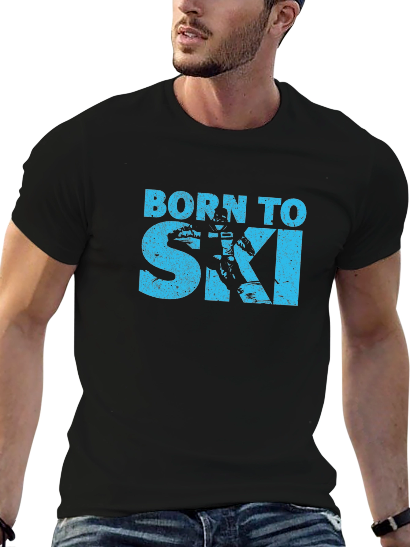 Born To Ski T-Shirt - Black Cotton Tee