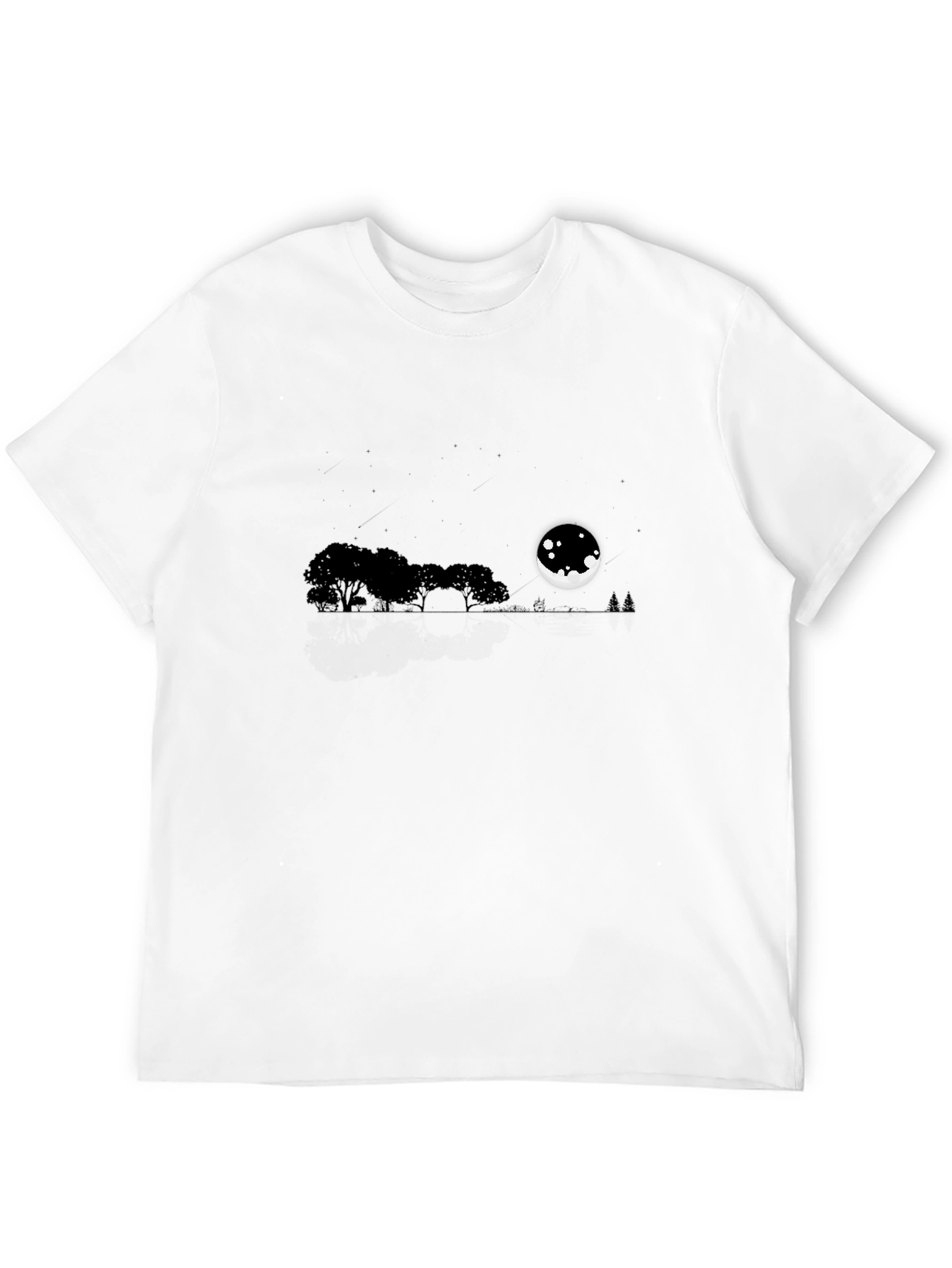 Mens Black Moonlit Landscape T-Shirt