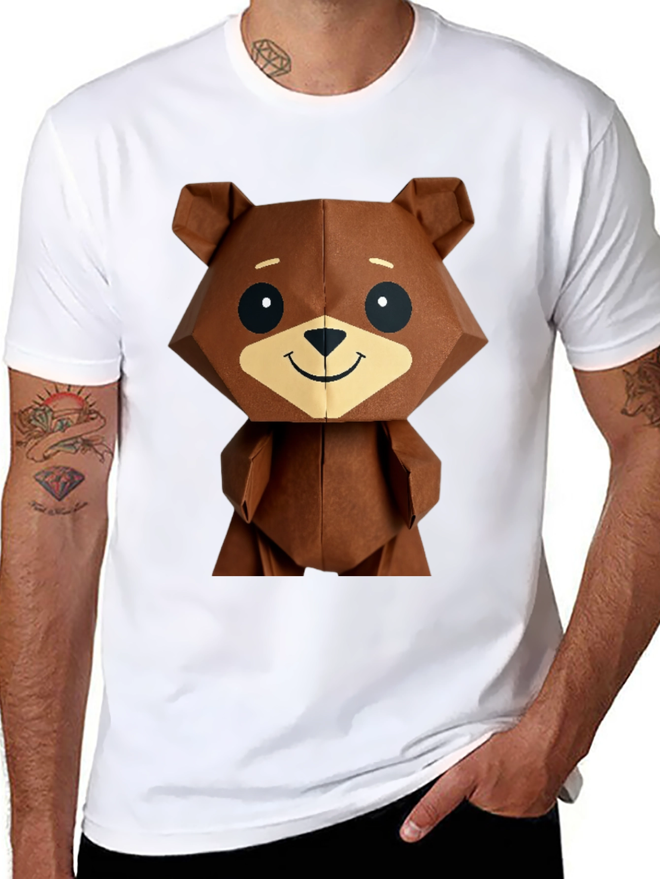 Geometric Bear Graphic Tee - Modern Streetwear