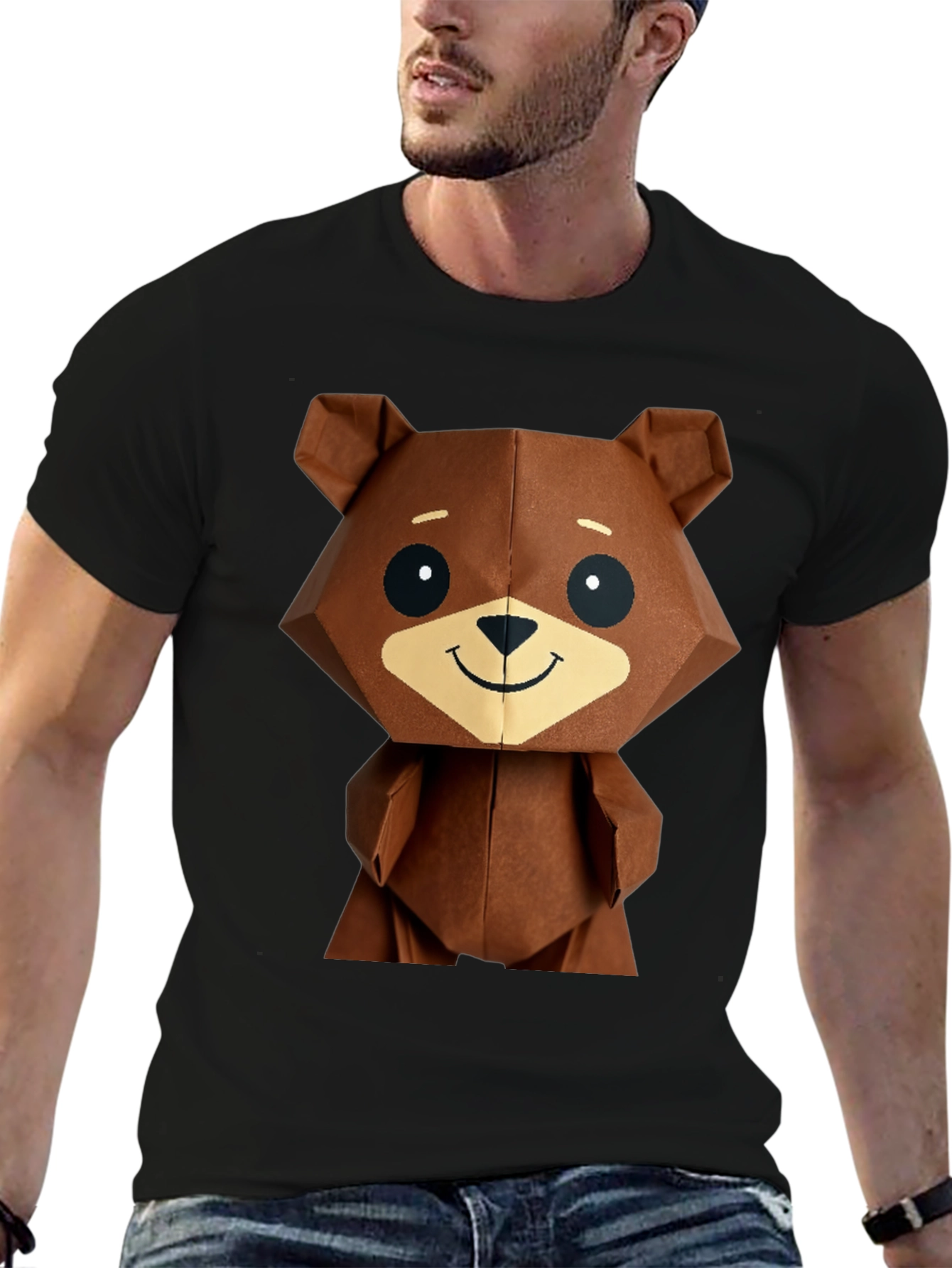 Geometric Bear Graphic Tee - Modern Streetwear