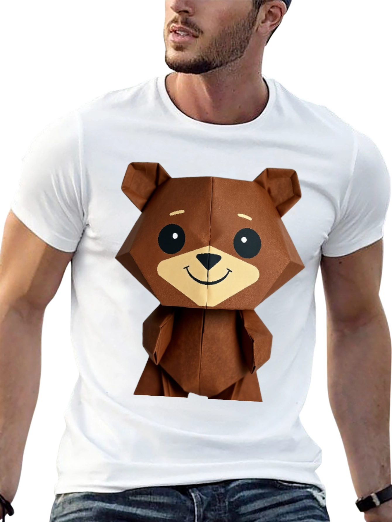 Geometric Bear Graphic Tee - Modern Streetwear