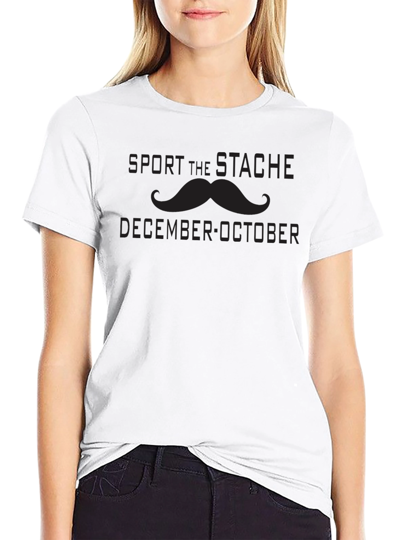 Sport the Stache: December-October Mens Black T-Shirt