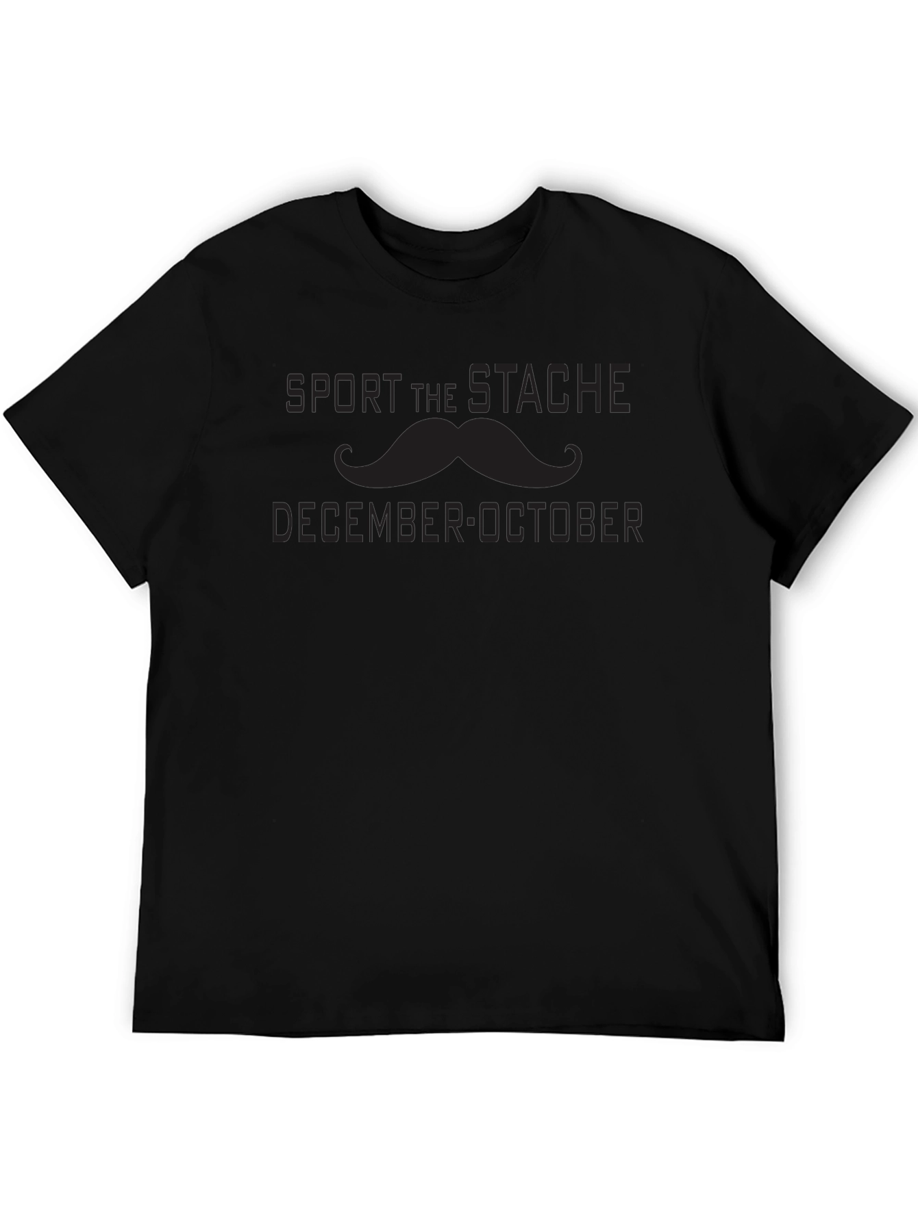 Sport the Stache: December-October Mens Black T-Shirt