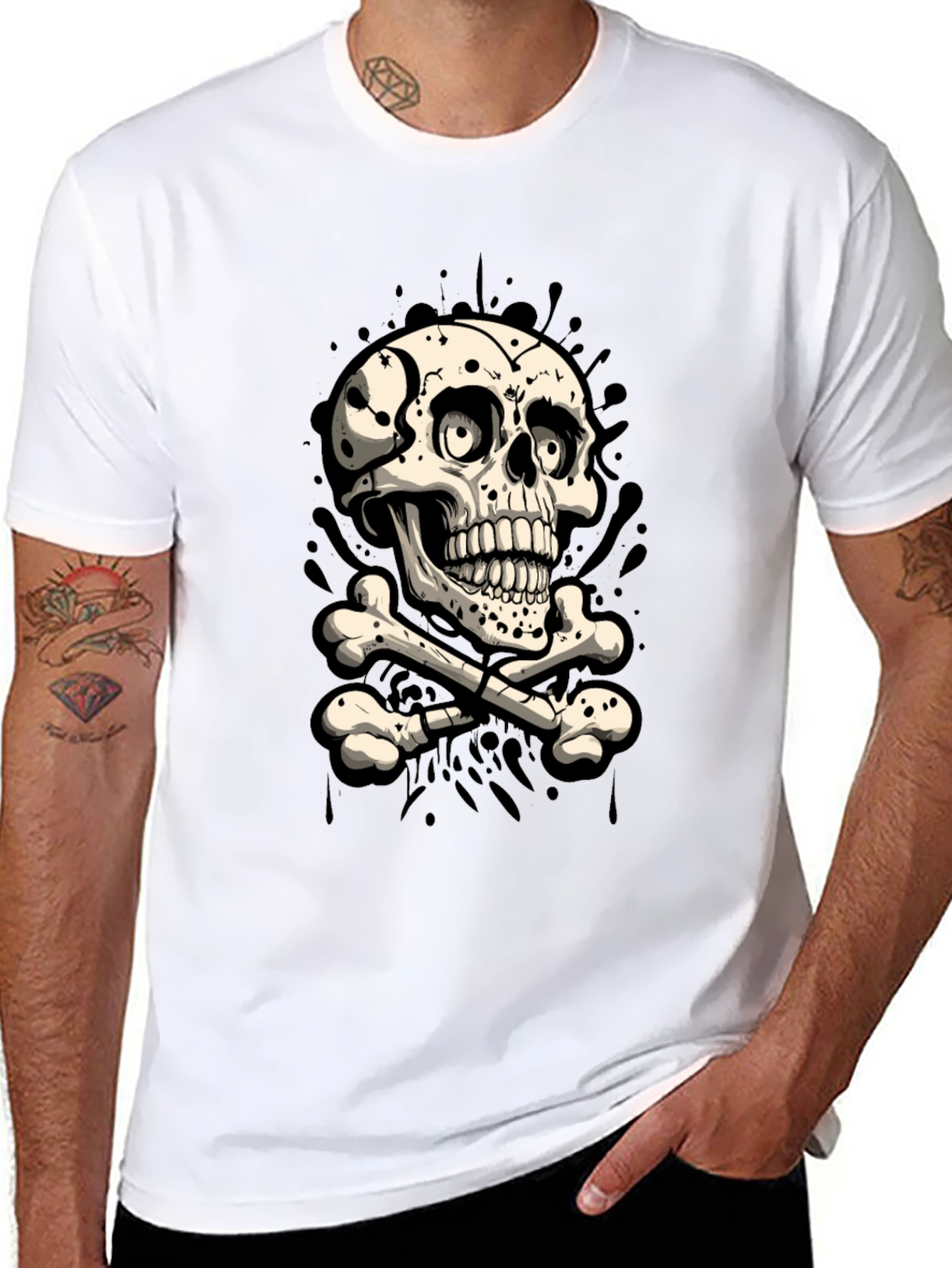 Skull & Crossbones Graphic T-Shirt - Mens Black Tee