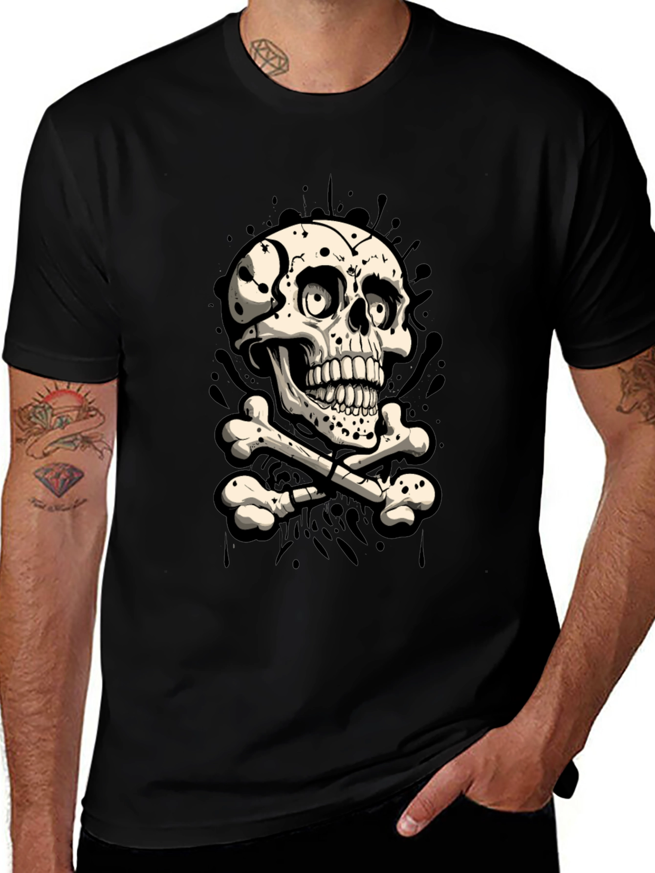 Skull & Crossbones Graphic T-Shirt - Mens Black Tee
