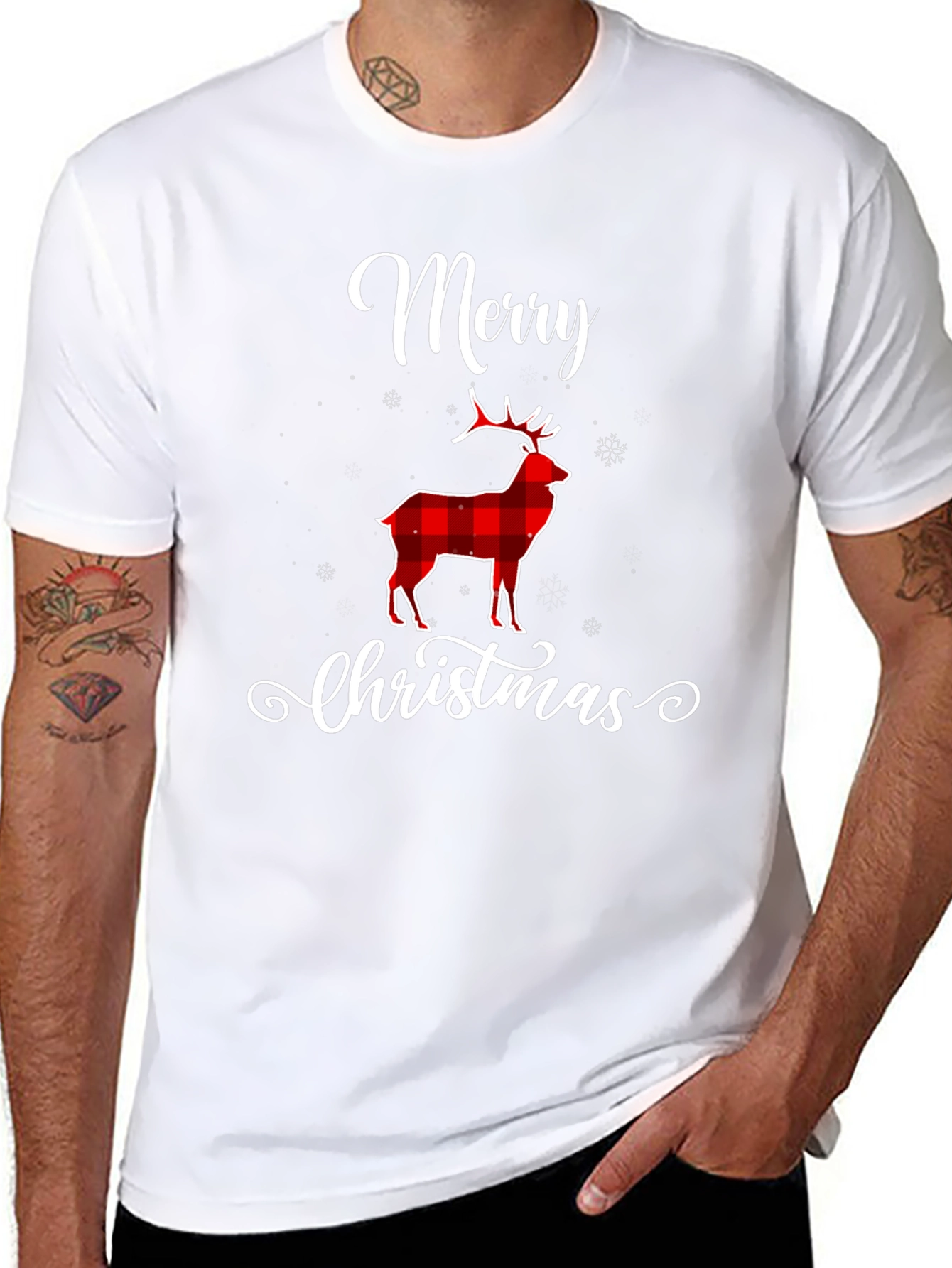Merry Christmas Plaid Deer T-Shirt