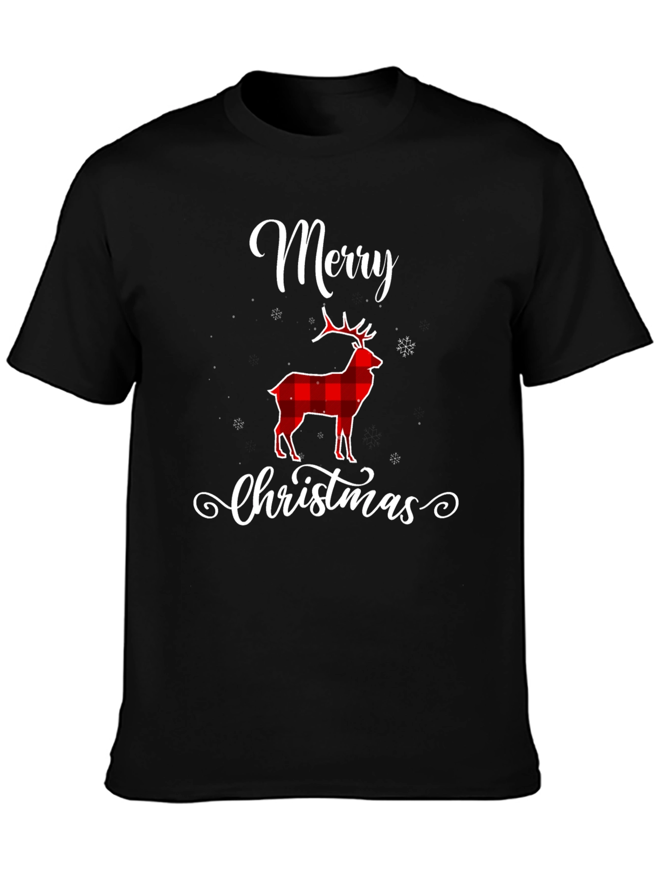 Merry Christmas Plaid Deer T-Shirt