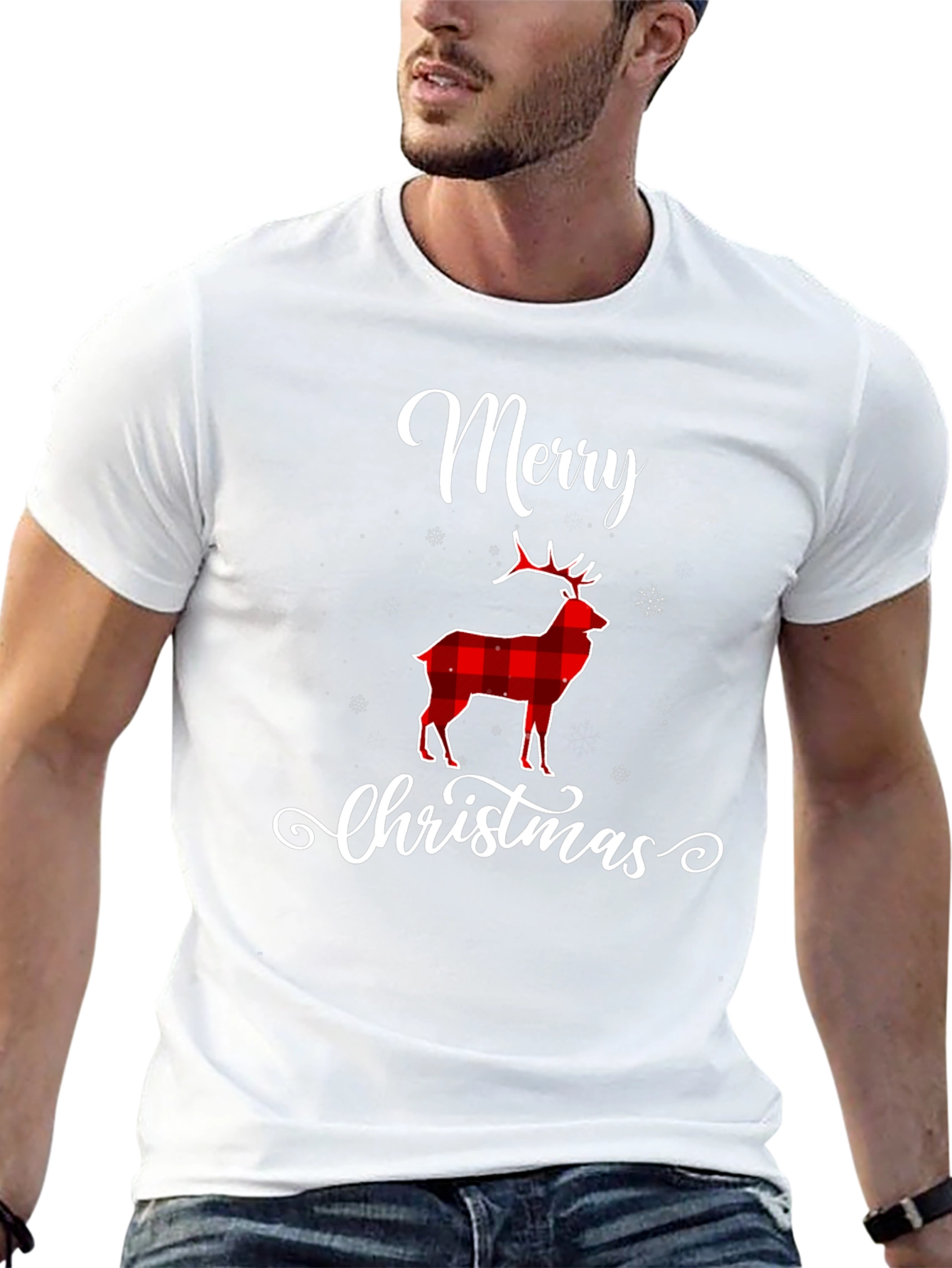Merry Christmas Plaid Deer T-Shirt