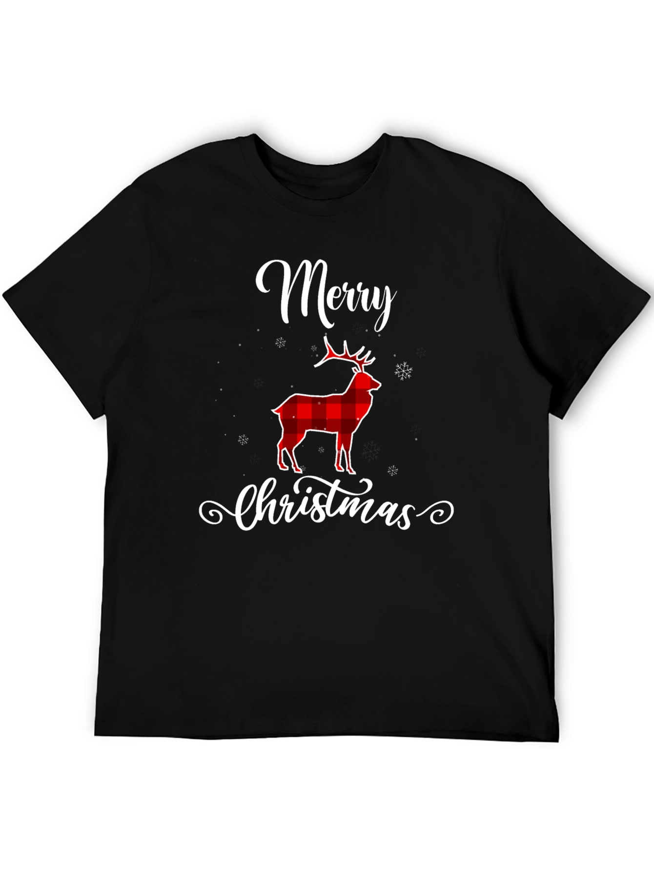 Merry Christmas Plaid Deer T-Shirt