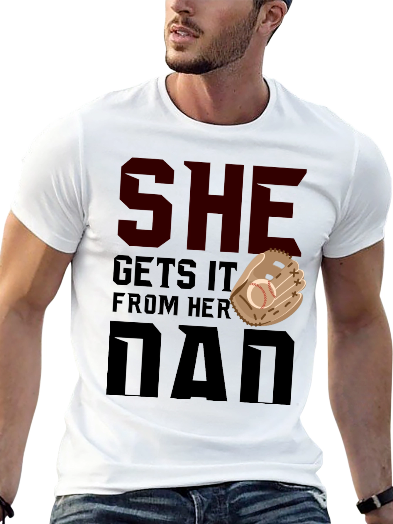 She Gets It From Her Dad Baseball T-Shirt