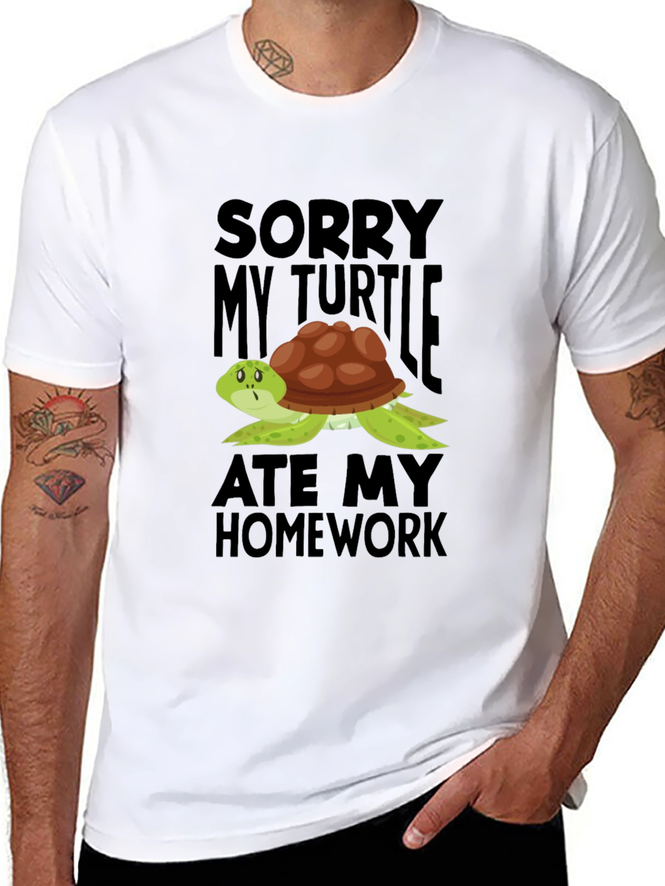 Funny Turtle Ate My Homework Graphic T-Shirt
