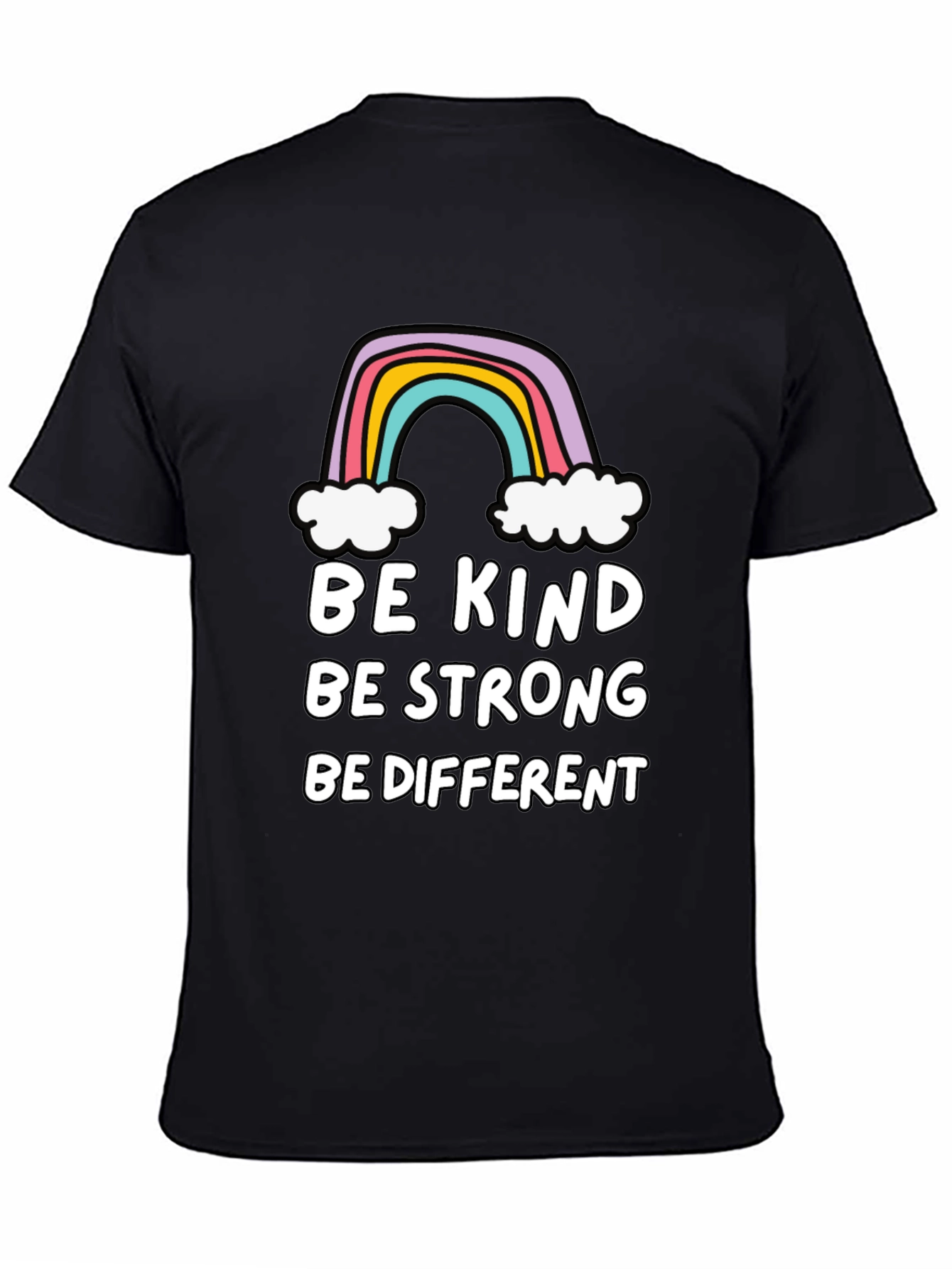 Be Kind Rainbow Graphic T-Shirt - Black