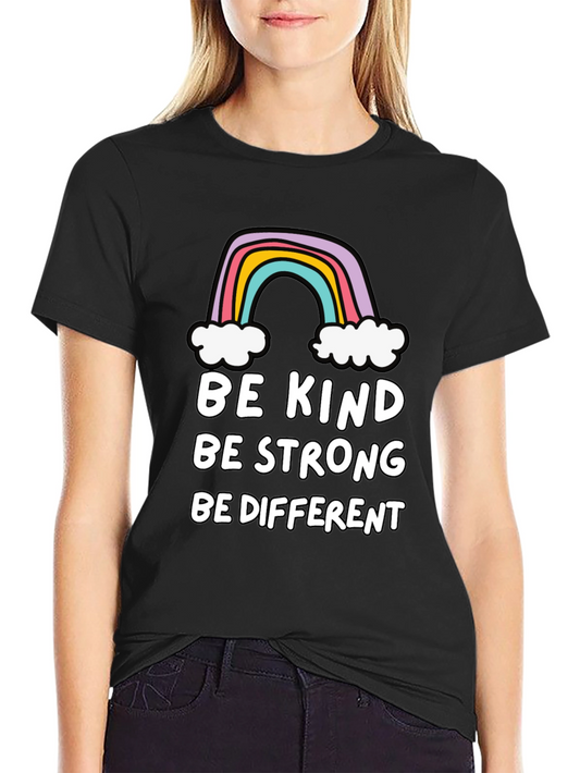Be Kind Rainbow Graphic T-Shirt - Black
