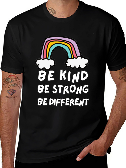 Be Kind Rainbow Graphic T-Shirt - Black