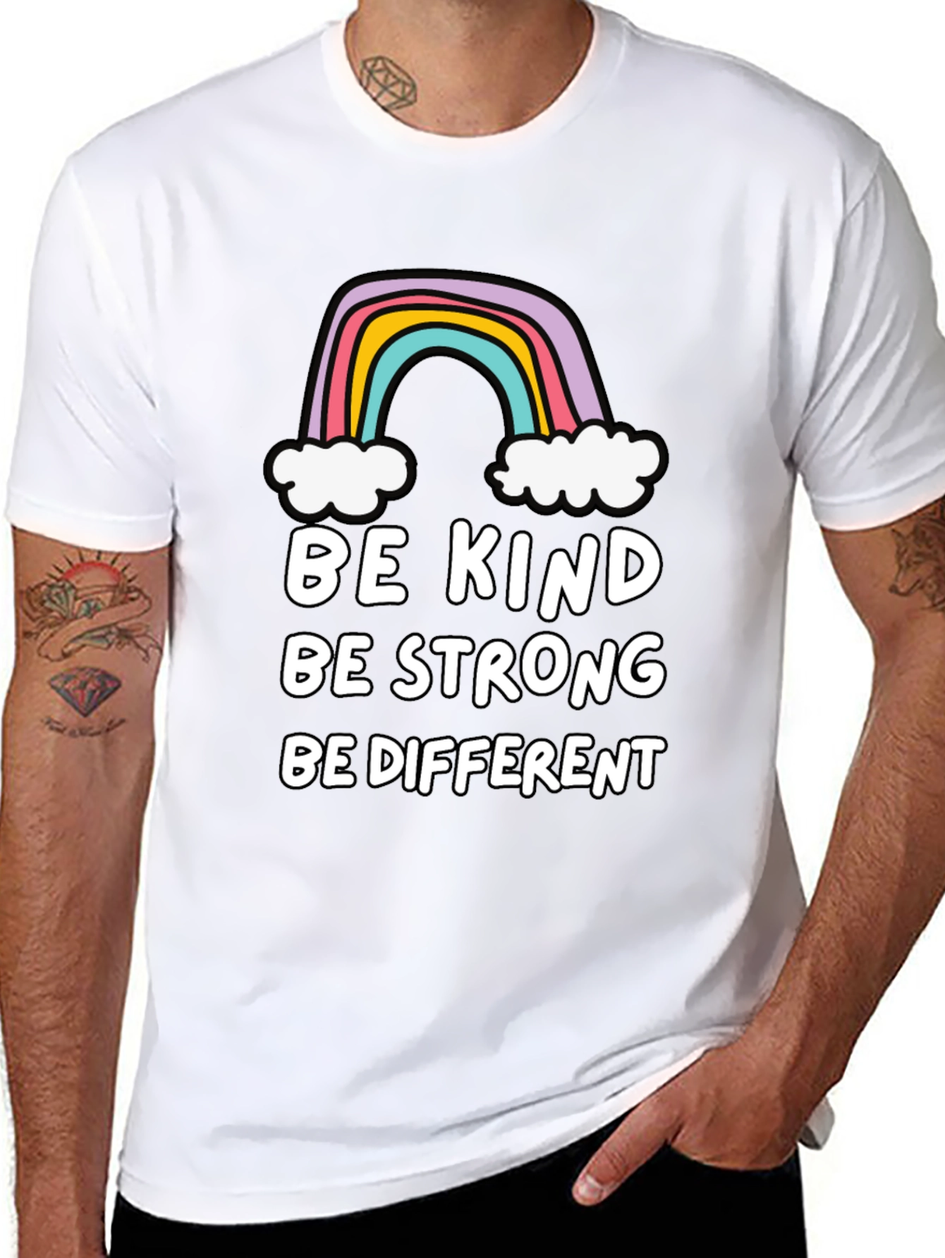 Be Kind Rainbow Graphic T-Shirt - Black